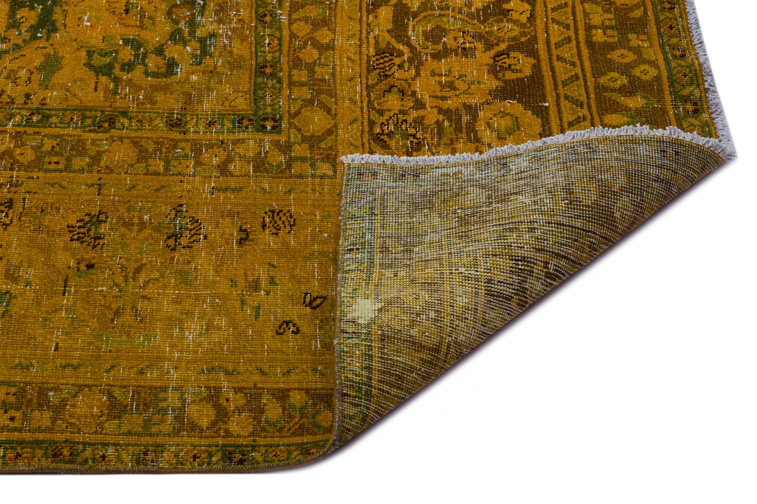 Epir Yellow Vintage Wool Handmade Area Rug 9'9" x 12'6"