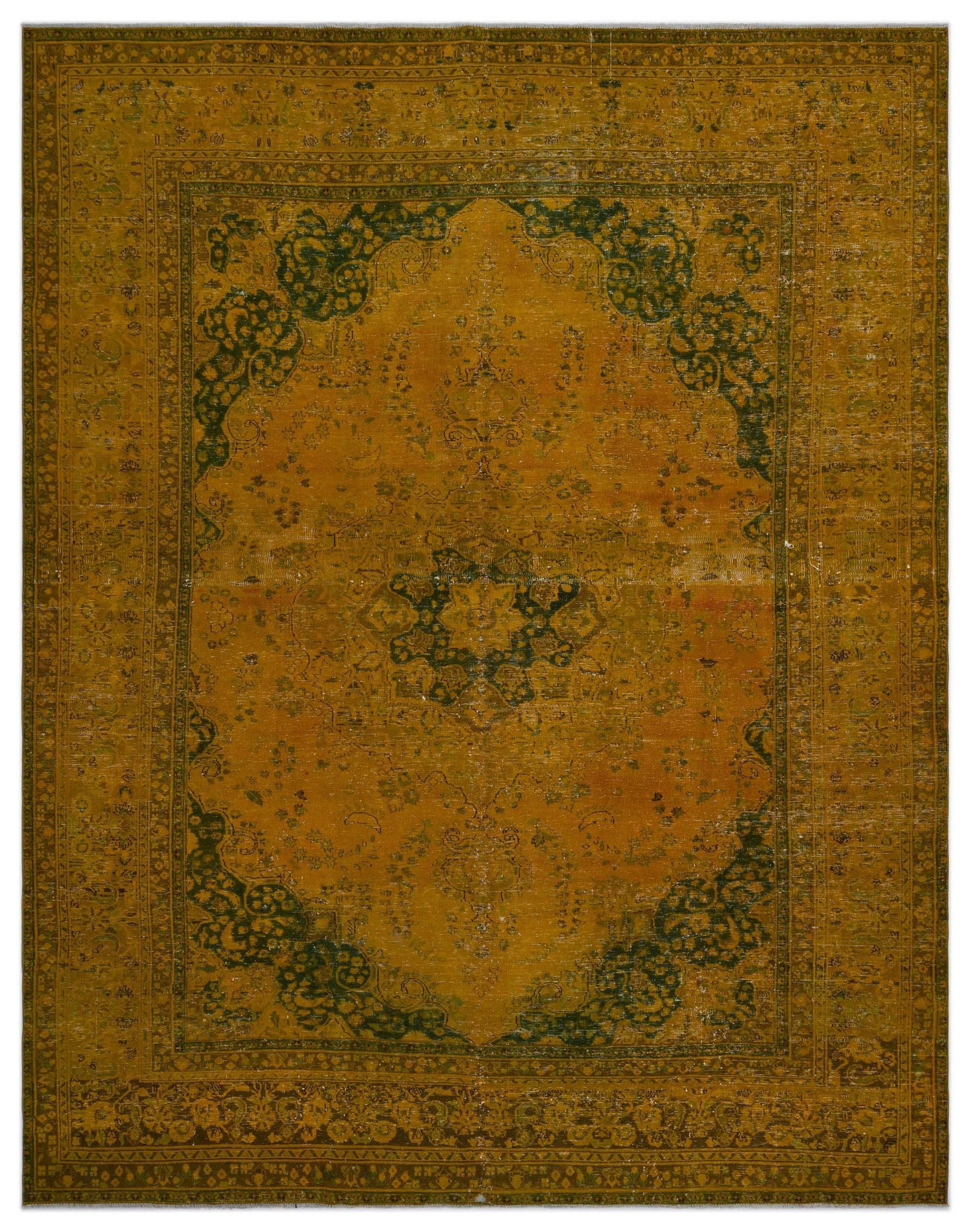 Epir Yellow Vintage Wool Handmade Area Rug 9'9" x 12'6"