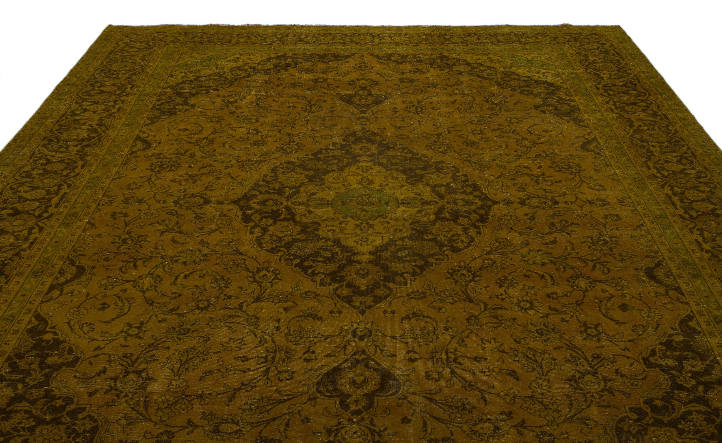 Epir Yellow Vintage Wool Handmade Area Rug 9'6" x 12'10"