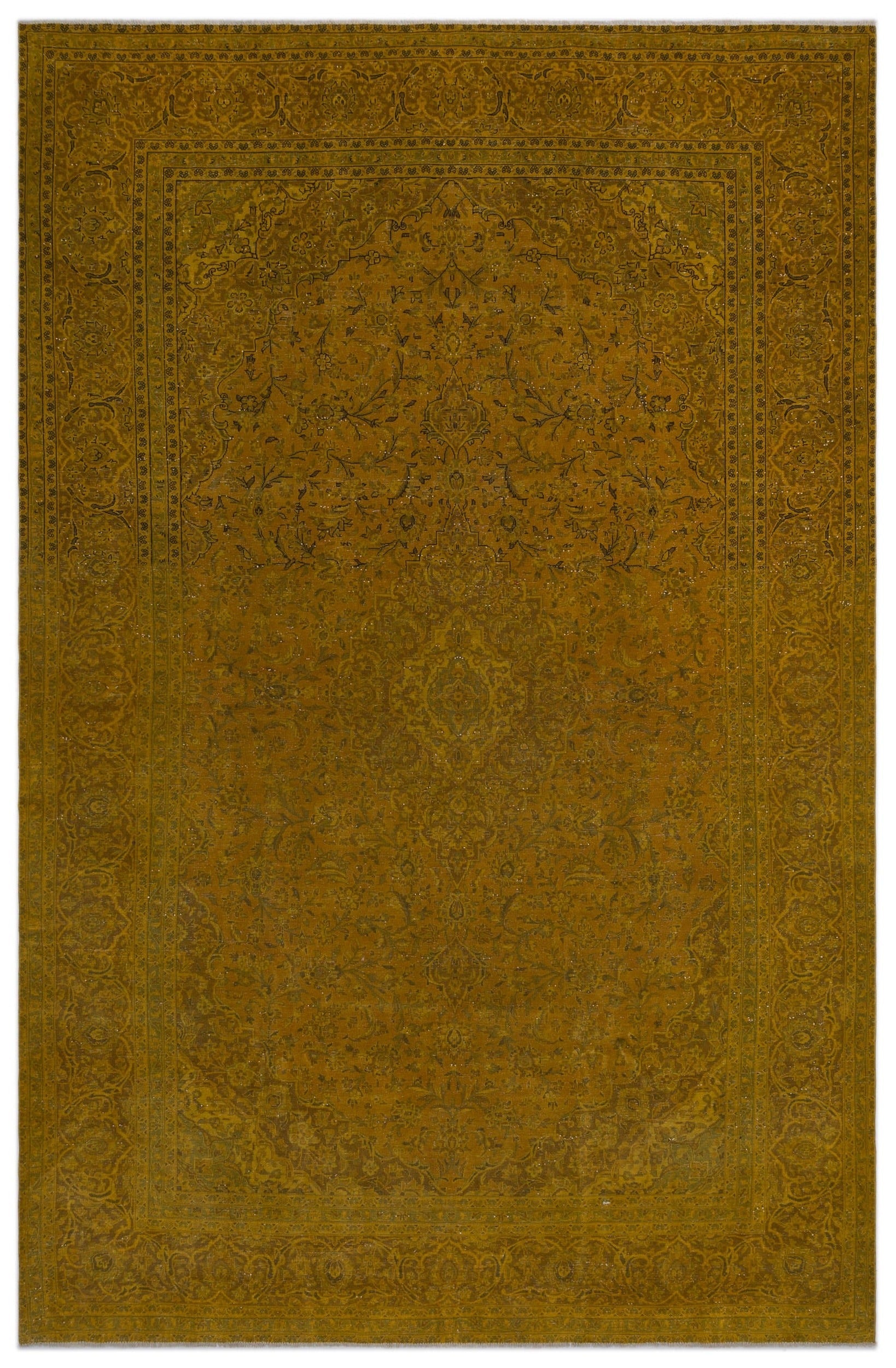 Epir Yellow Vintage Wool Handmade Area Rug 9'3" x 14'2"