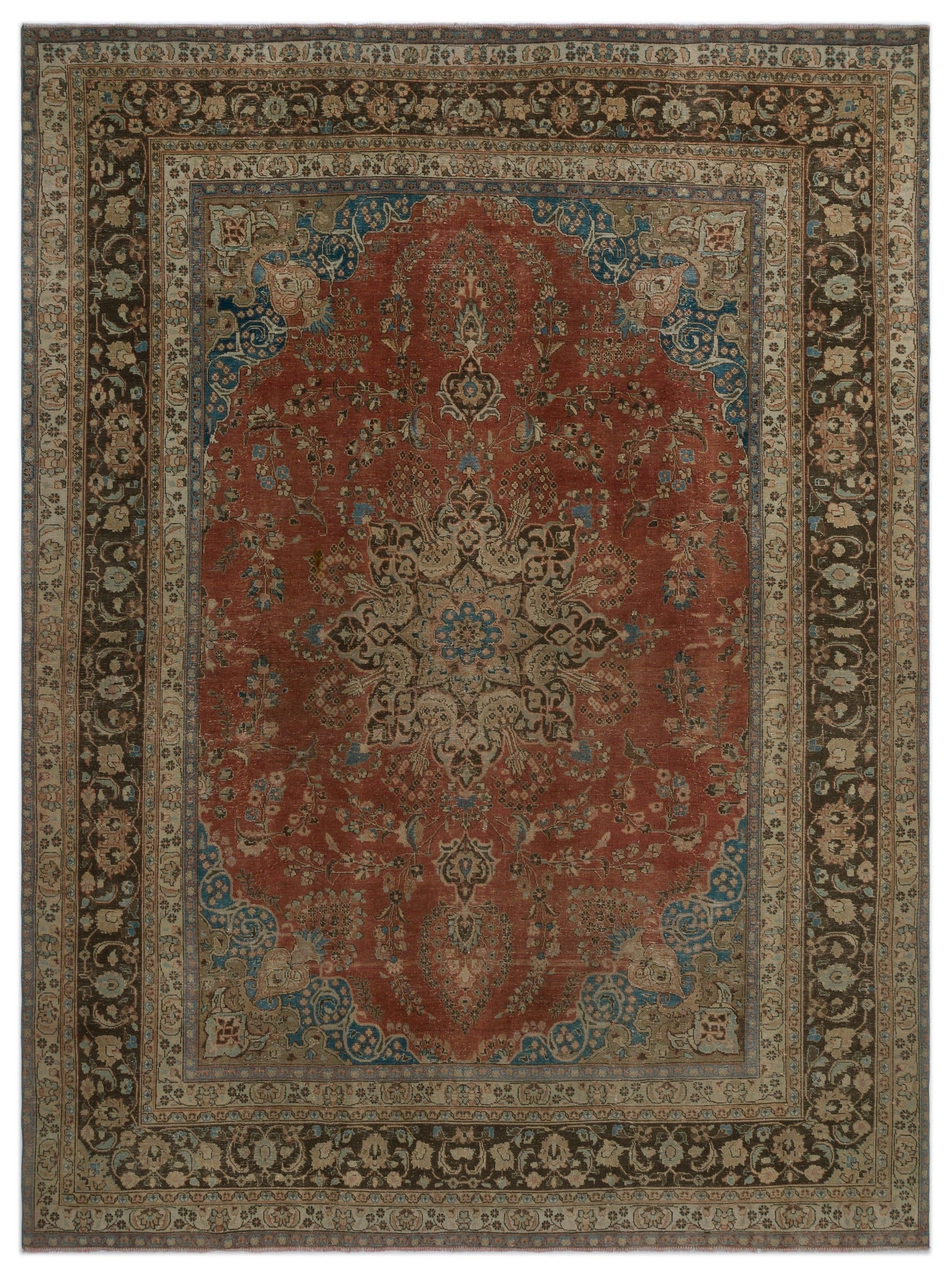 Epir Brown Vintage Wool Handmade Area Rug 9'2" x 12'6"