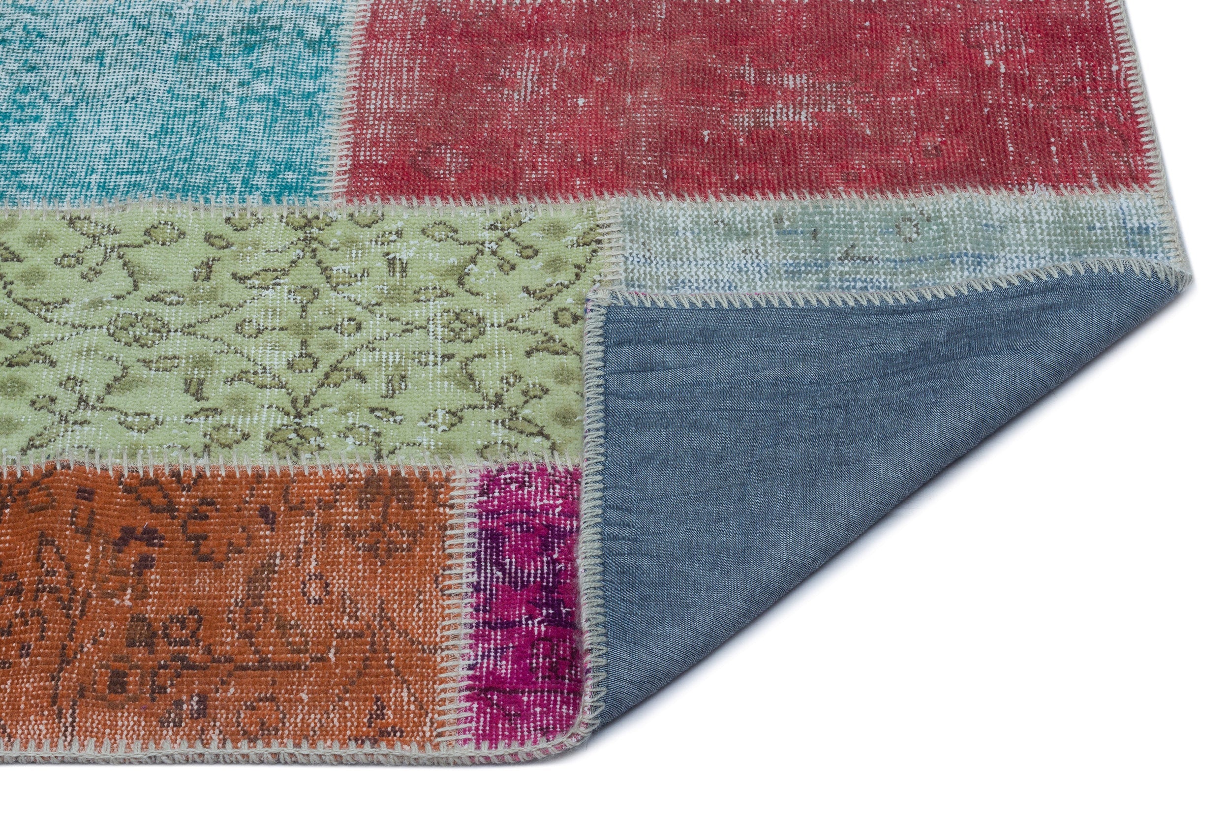 Iskece 24626 Beige Patchwork Wool Handmade Area Rug 2'7" x 4'11"
