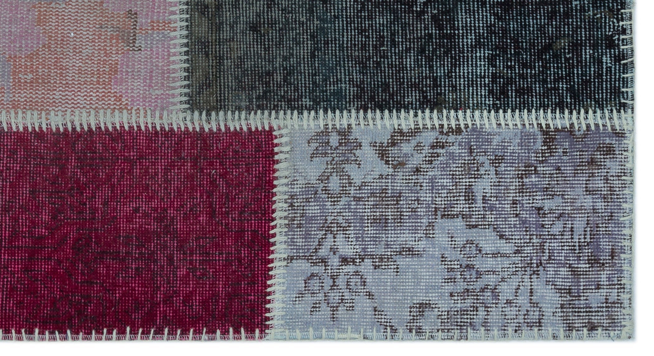 Iskece 24632 Beige Patchwork Wool Handmade Area Rug 2'7" x 4'11"