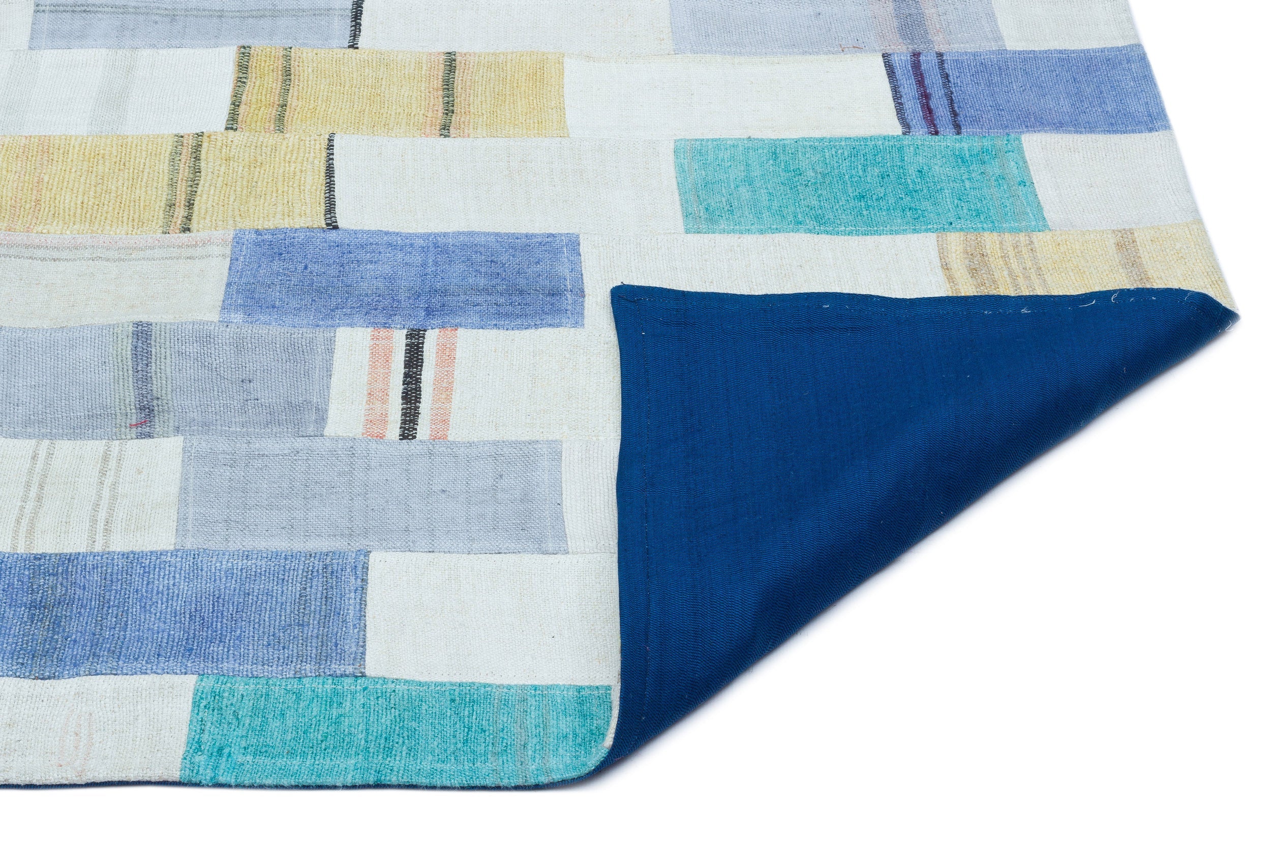 Teselya Beige Patchwork Wool Handmade Area Rug 2'8" x 4'10"