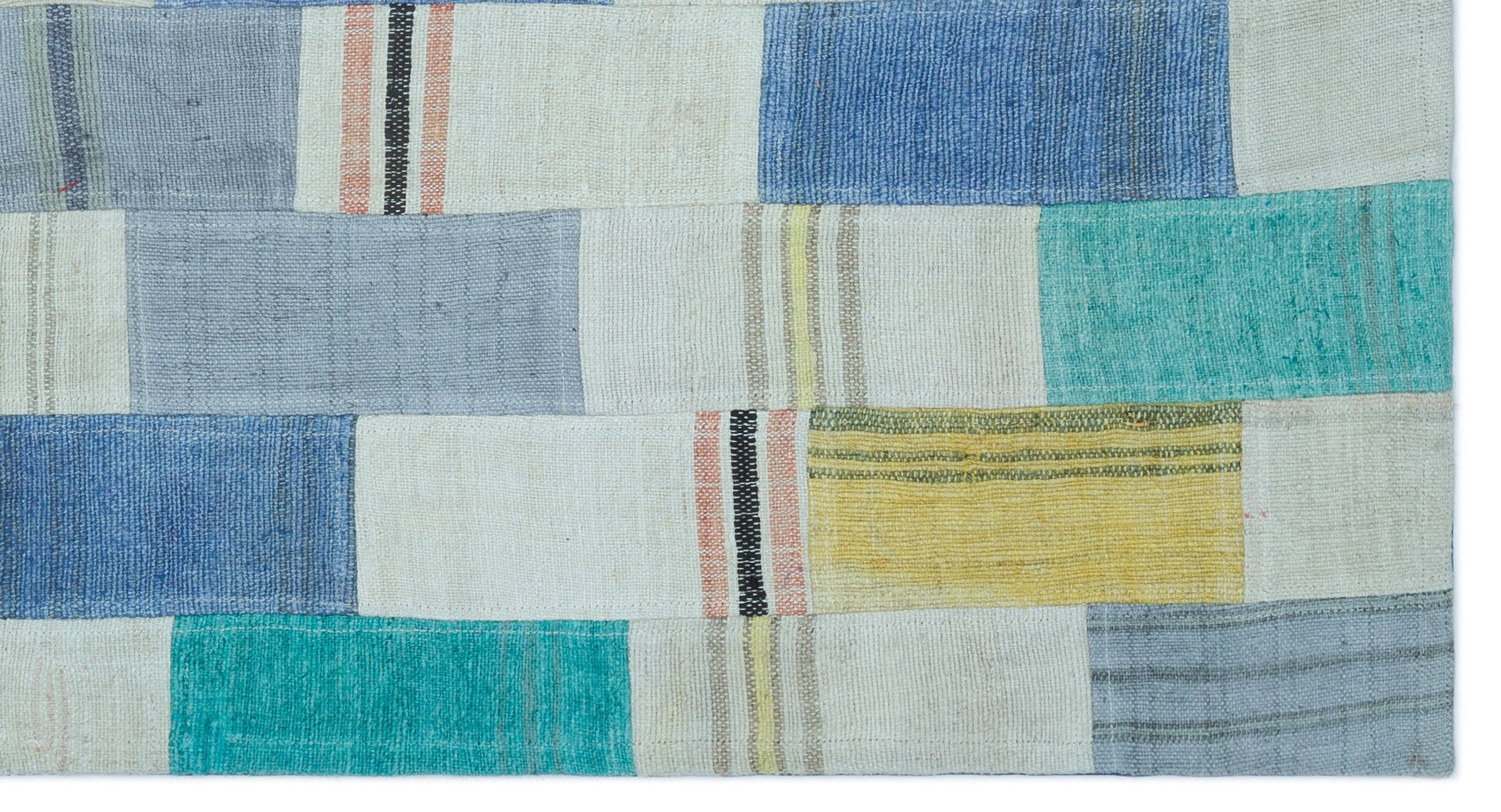Teselya Beige Patchwork Wool Handmade Area Rug 2'8" x 4'10"