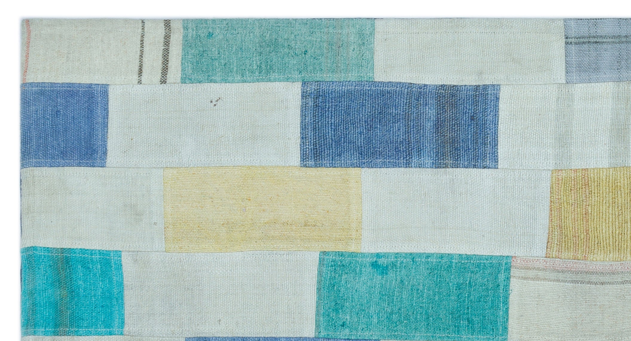 Teselya Beige Patchwork Wool Handmade Area Rug 2'8" x 4'10"