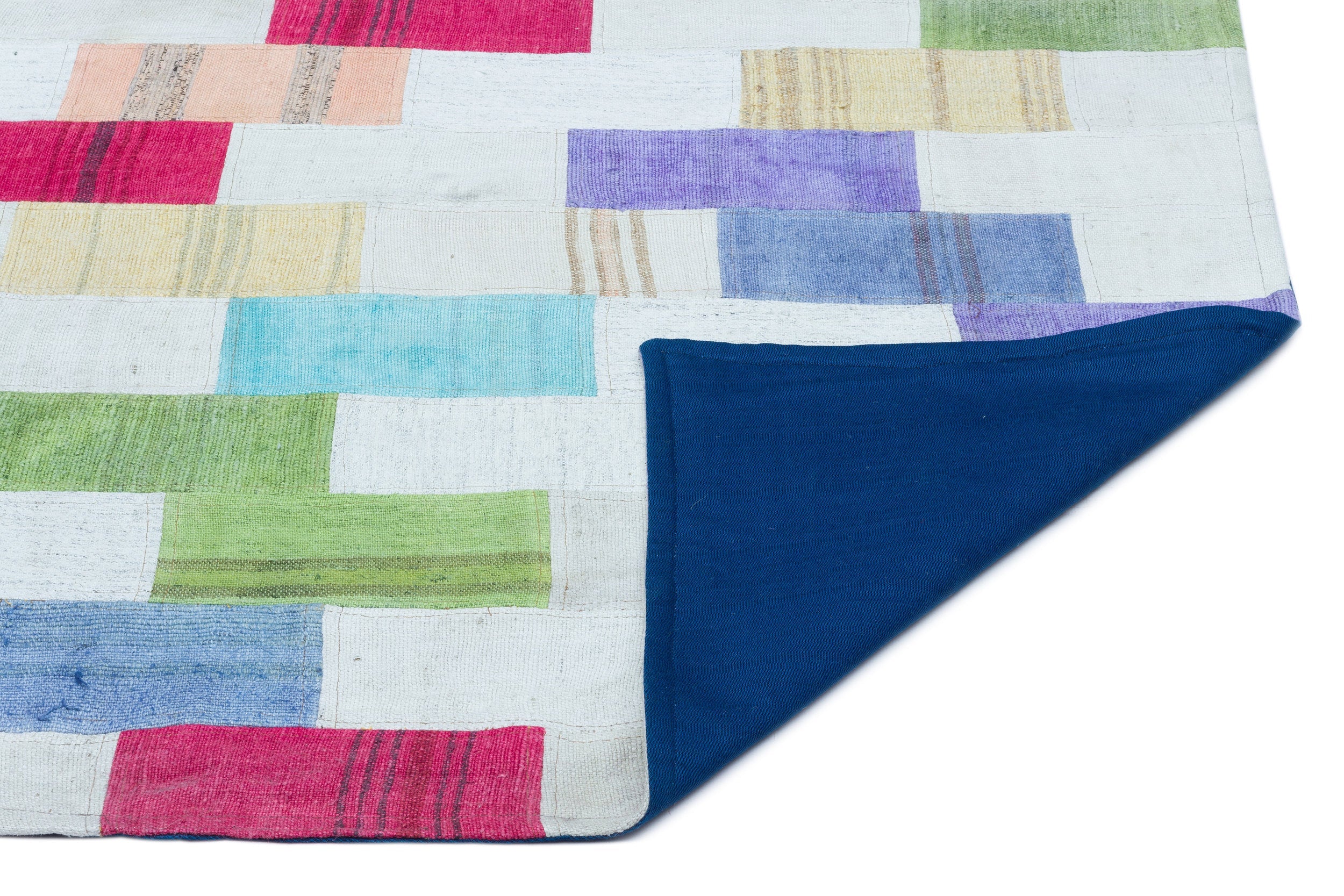 Teselya Beige Patchwork Wool Handmade Area Rug 3'0" x 4'7"