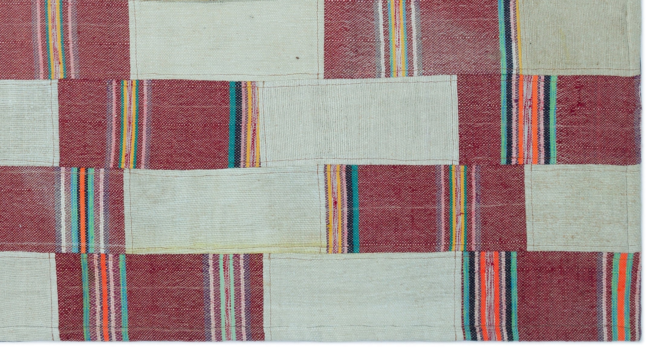 Teselya Beige Patchwork Wool Handmade Area Rug 2'9" x 5'1"