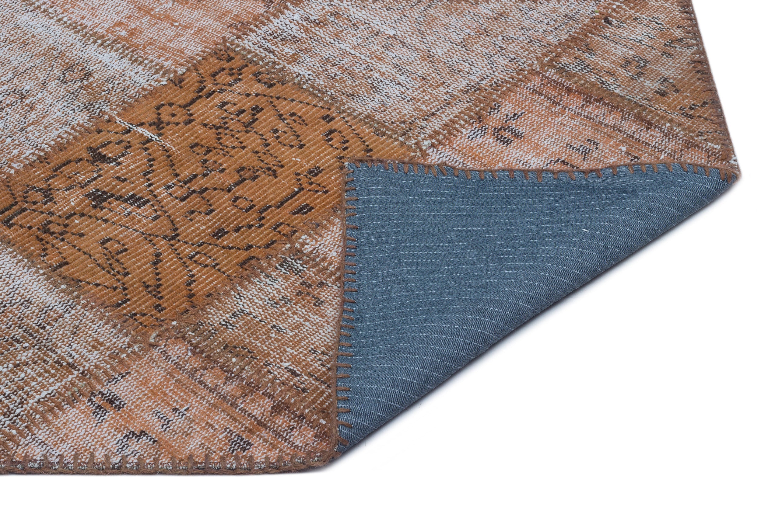 Iskece 24717 Brown Patchwork Wool Handmade Area Rug 2'7" x 4'11"