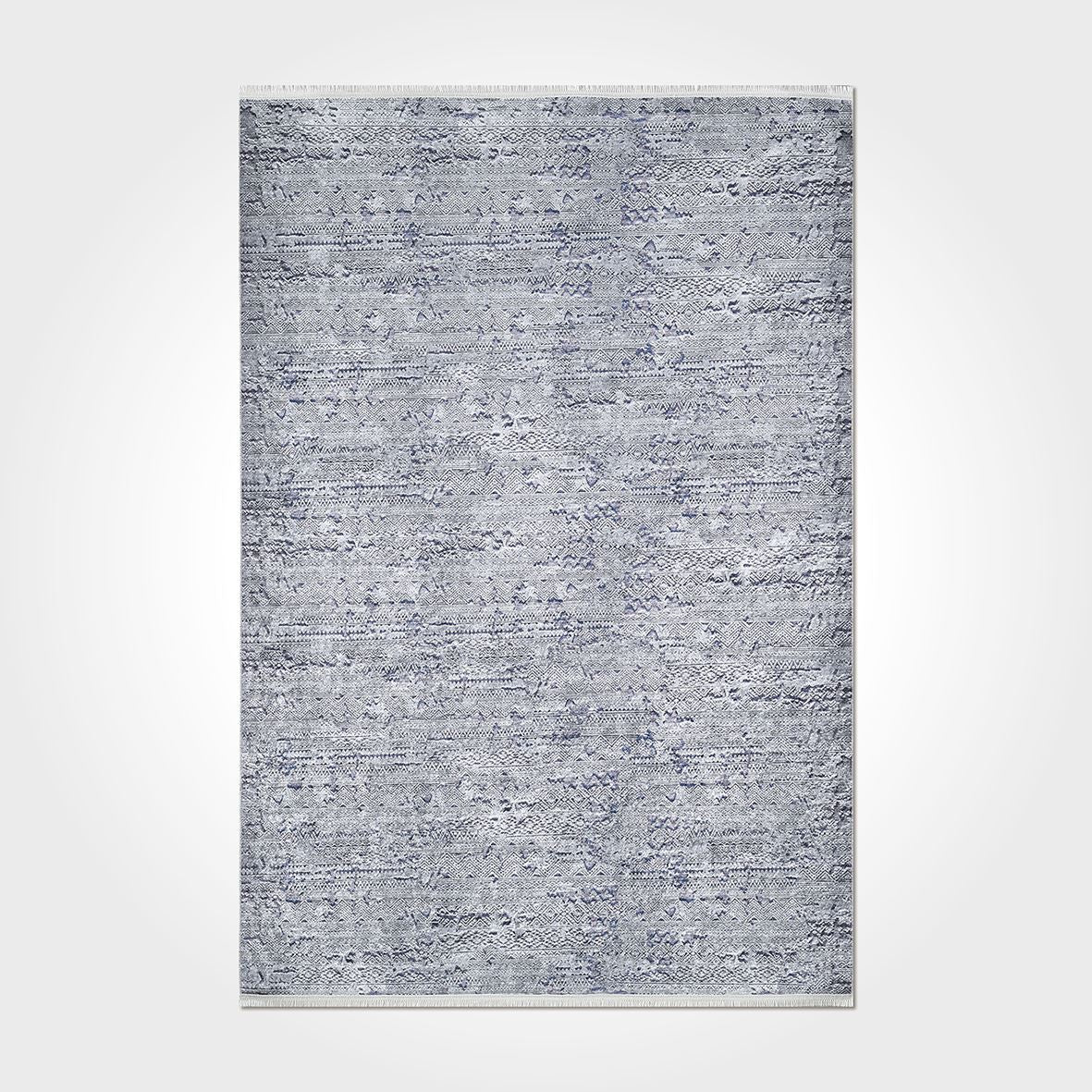 Blue Grey Area Rug – Vintage Chenille Cotton Washable Non Slip Carpet