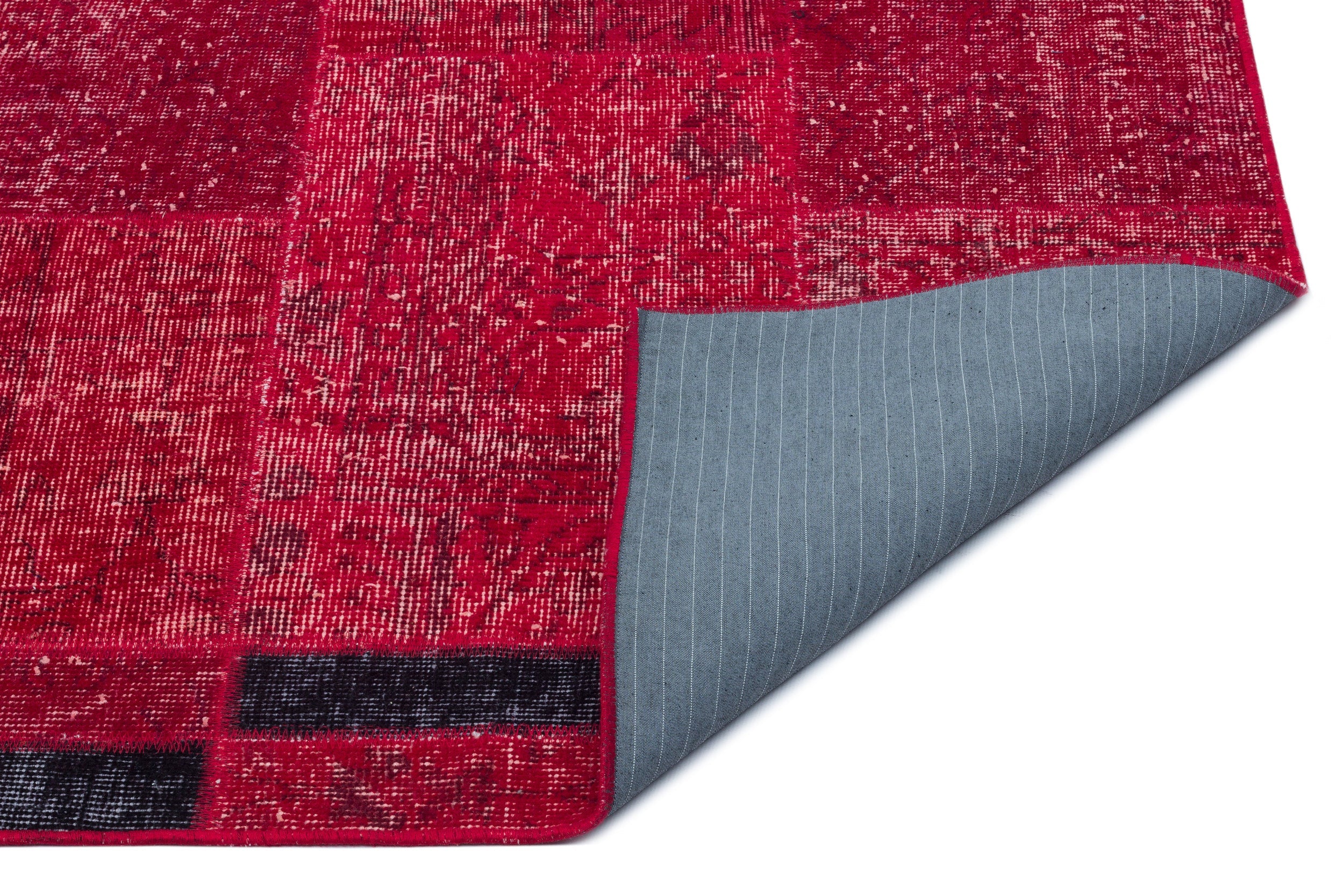 Iskece 24813 Red Patchwork Wool Handmade Area Rug 5'3" x 7'7"