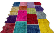 Iskece 24815 Beige Patchwork Wool Handmade Area Rug 5'3" x 7'7"
