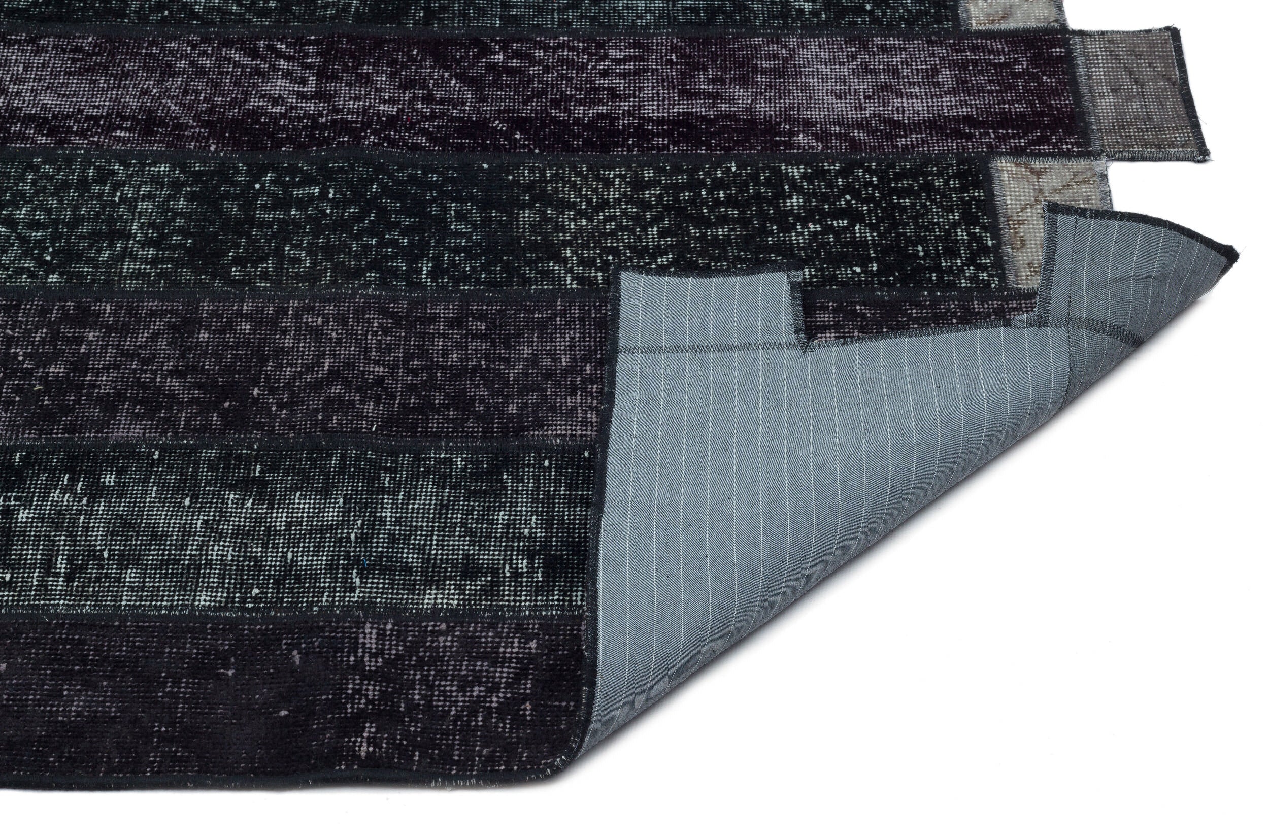 Iskece 24817 Black Patchwork Wool Handmade Area Rug 5'3" x 7'7"