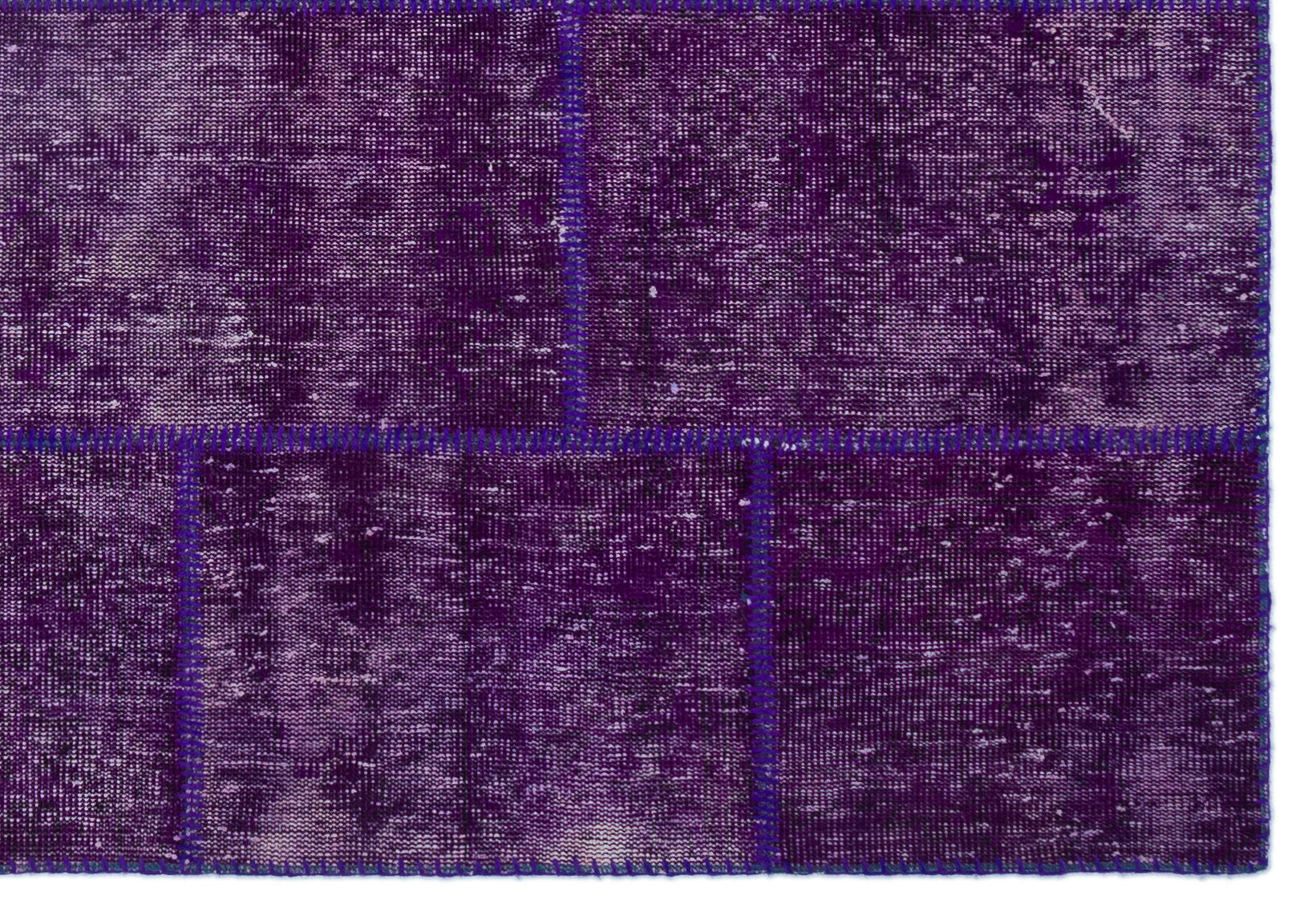Iskece 24825 Purple Patchwork Wool Handmade Area Rug 5'3" x 7'7"