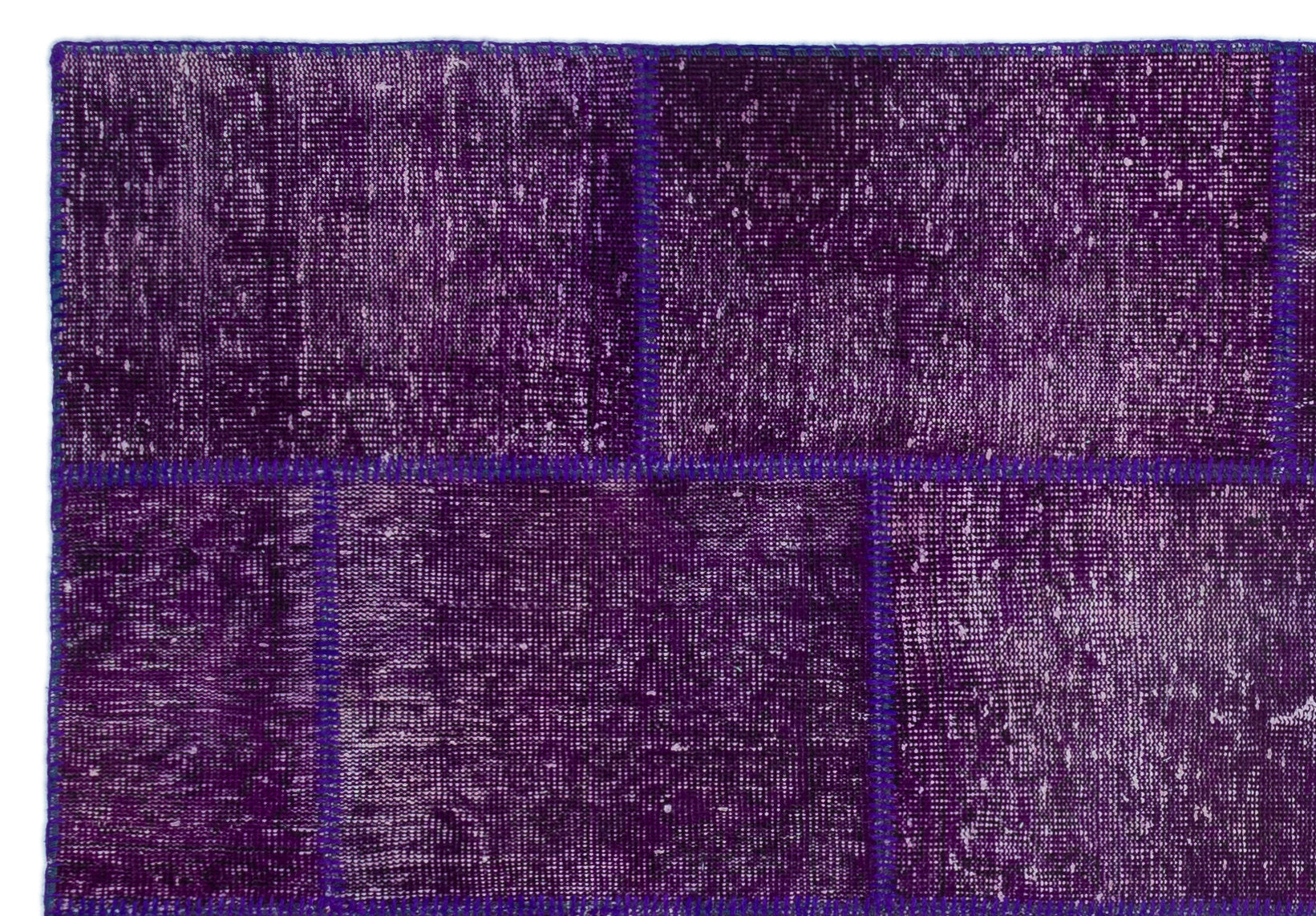 Iskece 24825 Purple Patchwork Wool Handmade Area Rug 5'3" x 7'7"