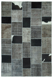 Iskece Grey Vintage Wool Handmade Area Rug 6'3" x 9'4"