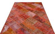 Iskece 24846 Red Patchwork Wool Handmade Area Rug 5'3" x 7'7"