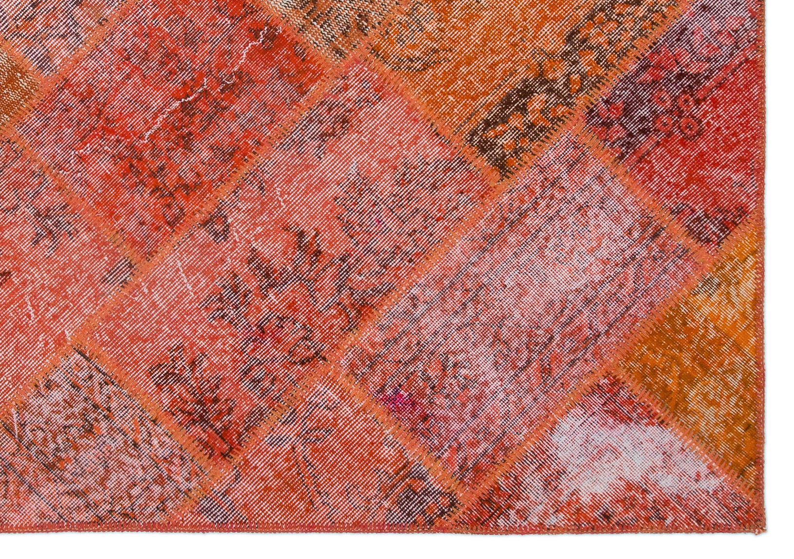 Iskece 24846 Red Patchwork Wool Handmade Area Rug 5'3" x 7'7"