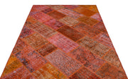 Iskece Orange Vintage Wool Handmade Area Rug 5'3" x 7'7"