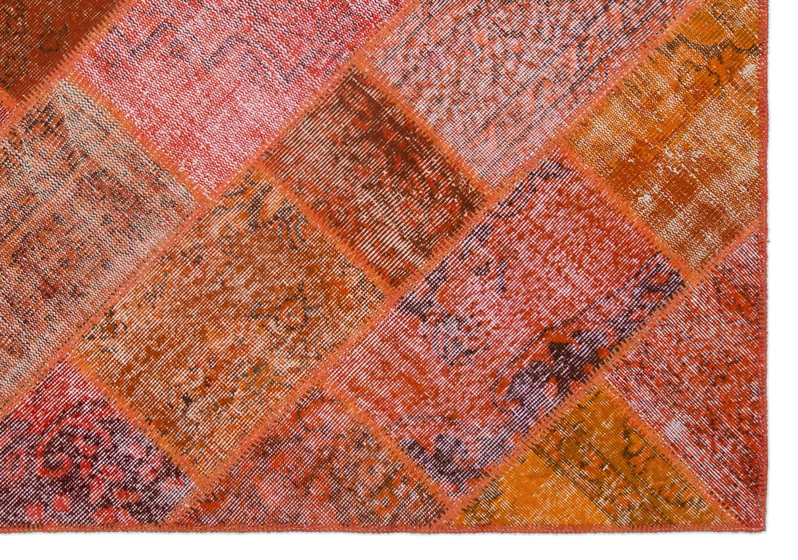 Iskece Orange Vintage Wool Handmade Area Rug 5'3" x 7'7"