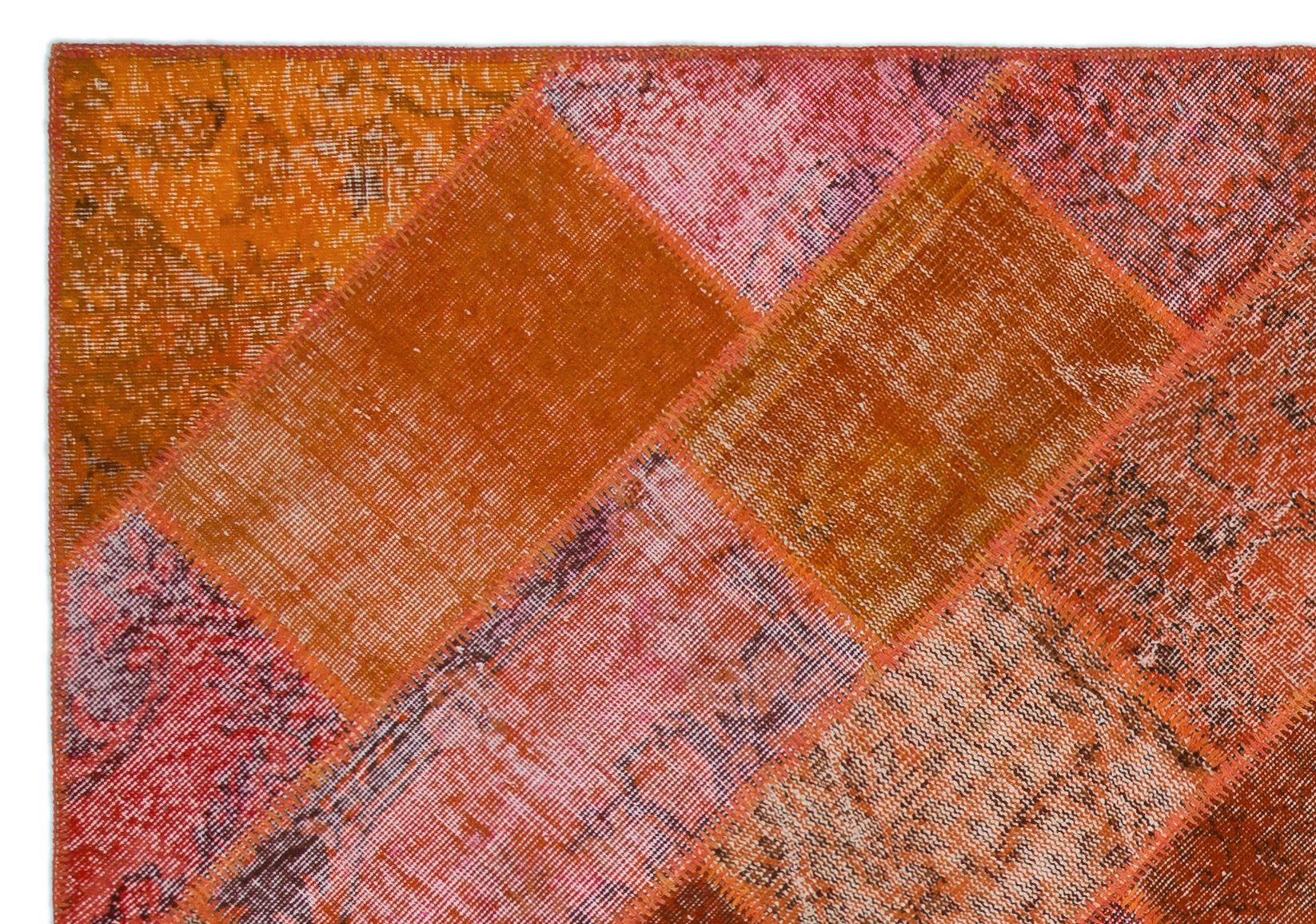 Iskece Orange Vintage Wool Handmade Area Rug 5'3" x 7'7"