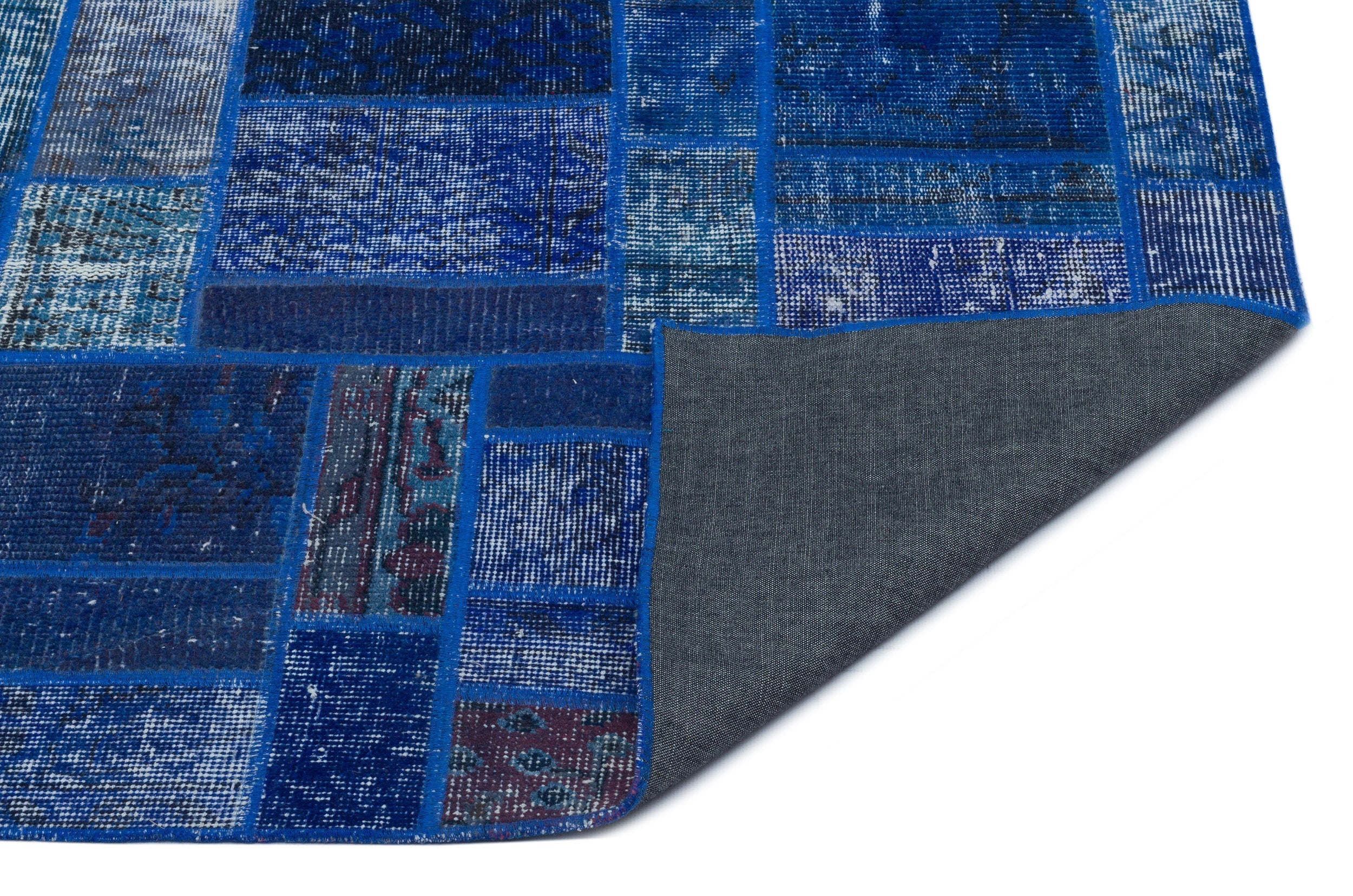 Iskece Blue Vintage Wool Handmade Area Rug 3'11" x 6'0"
