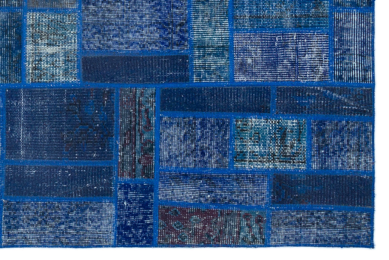 Iskece Blue Vintage Wool Handmade Area Rug 3'11" x 6'0"