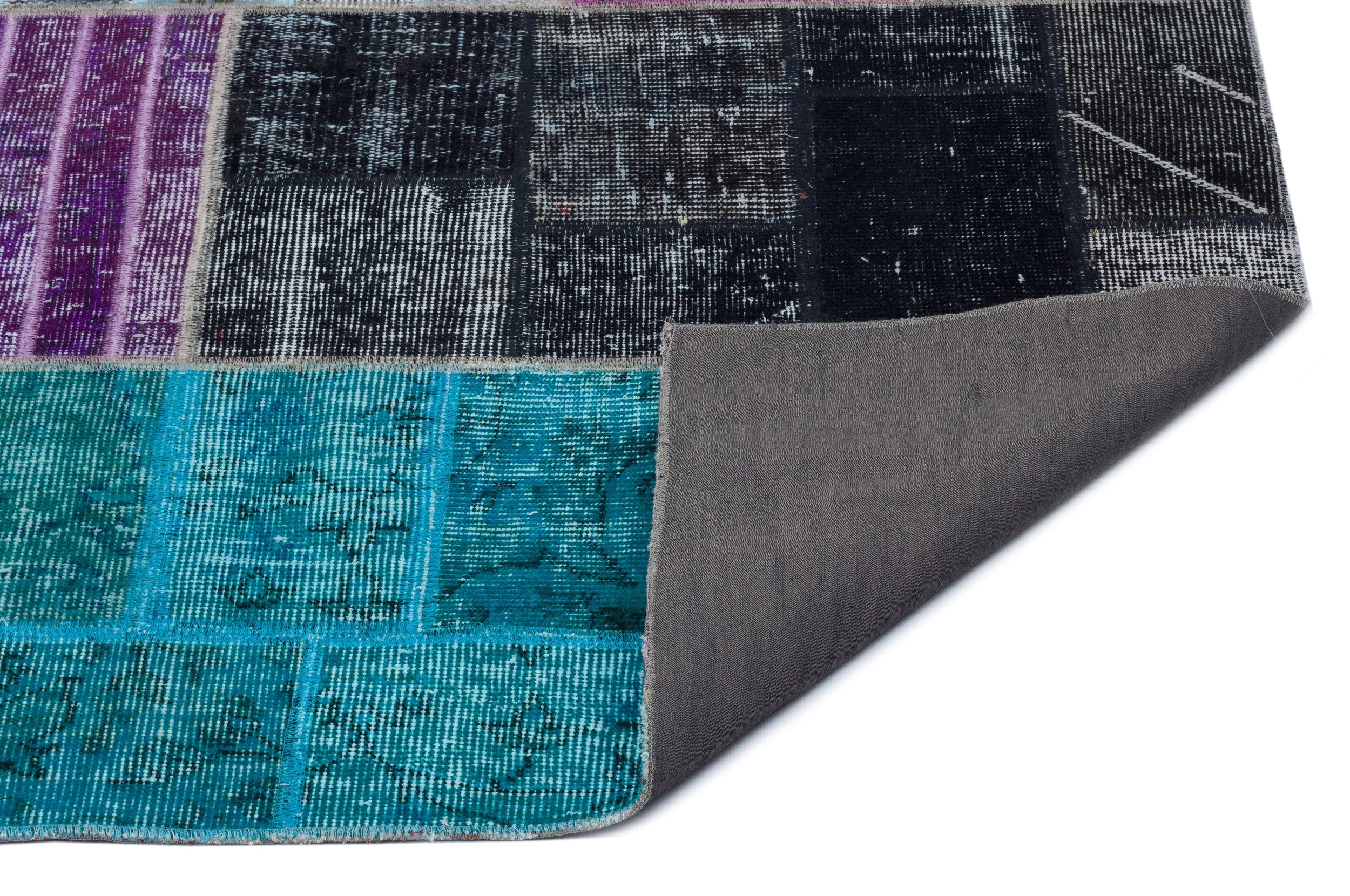 Iskece 24866 Beige Patchwork Wool Handmade Area Rug 5'3" x 7'7"