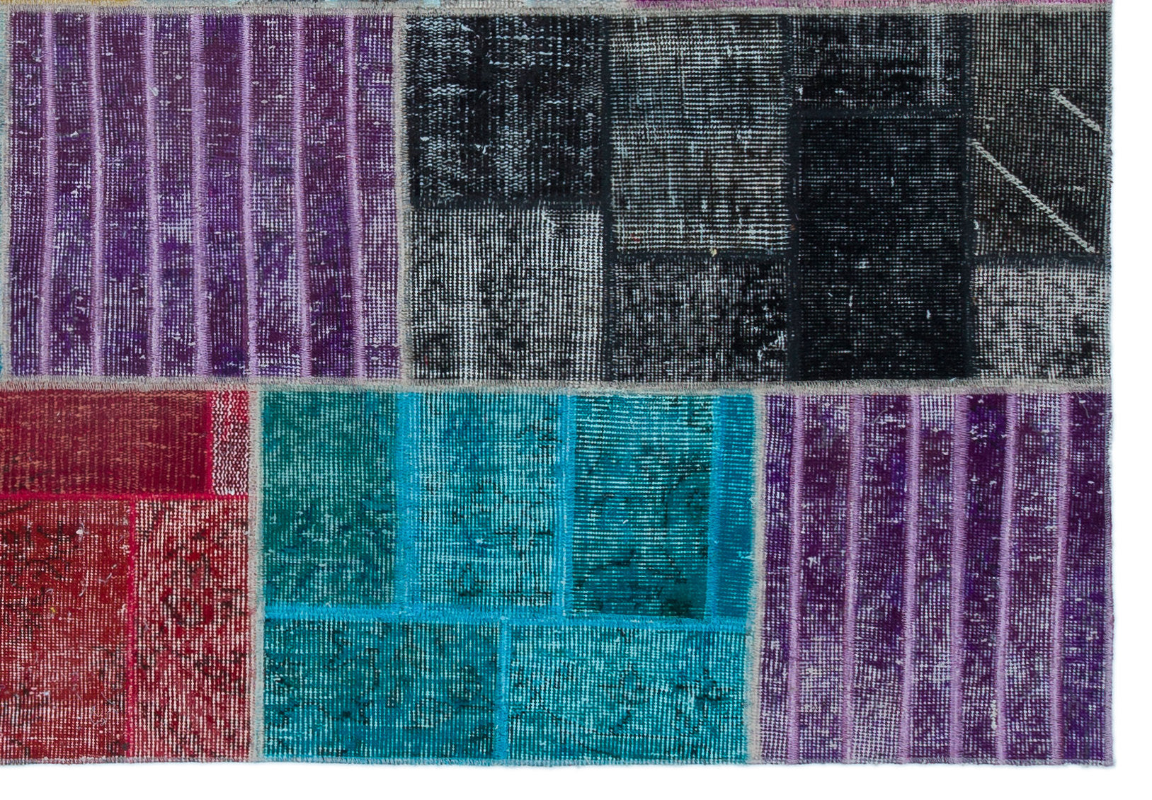 Iskece 24866 Beige Patchwork Wool Handmade Area Rug 5'3" x 7'7"