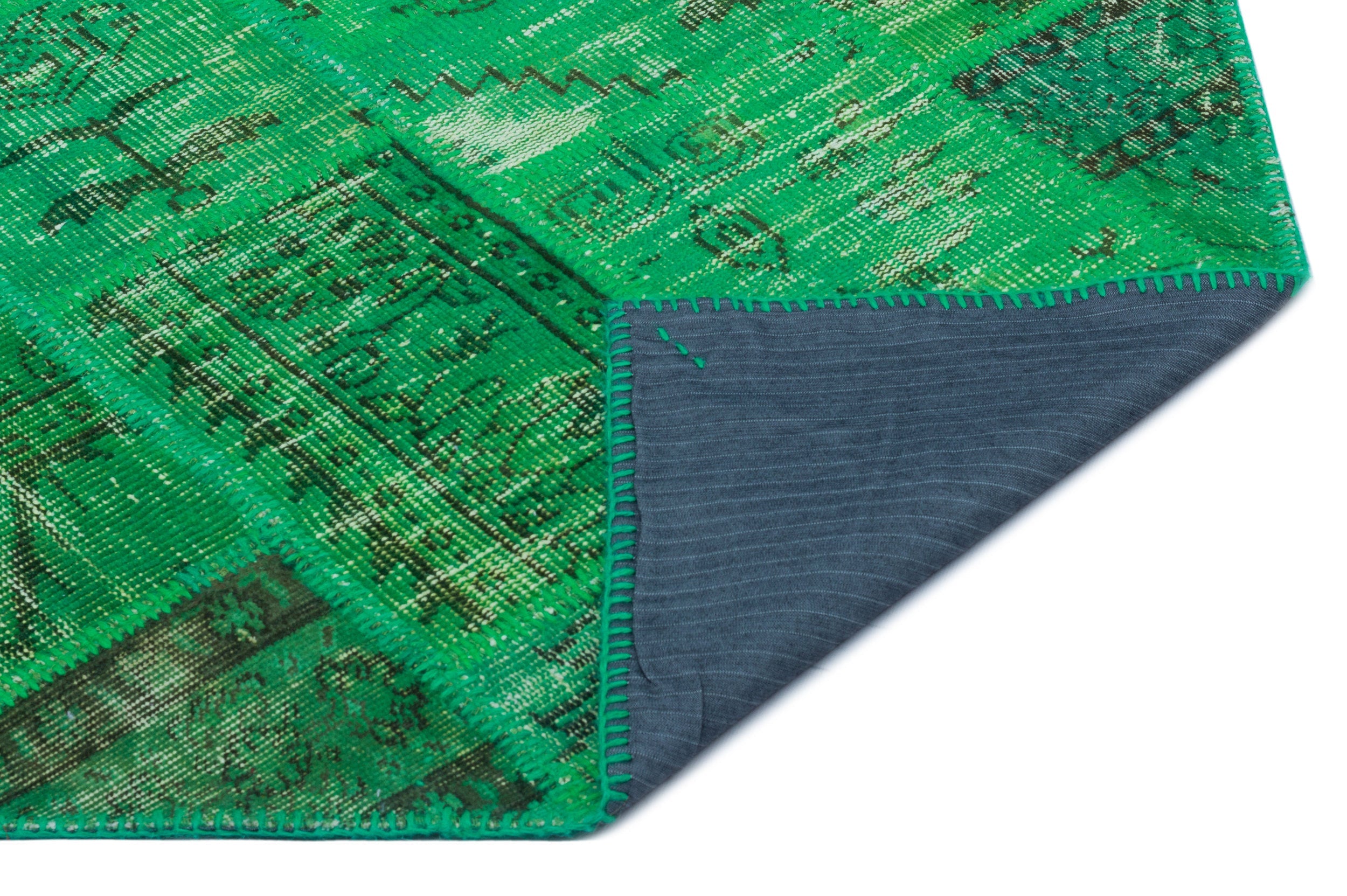 Iskece 24897 Green Vintage Wool Handmade Area Rug 3'11" x 5'11"