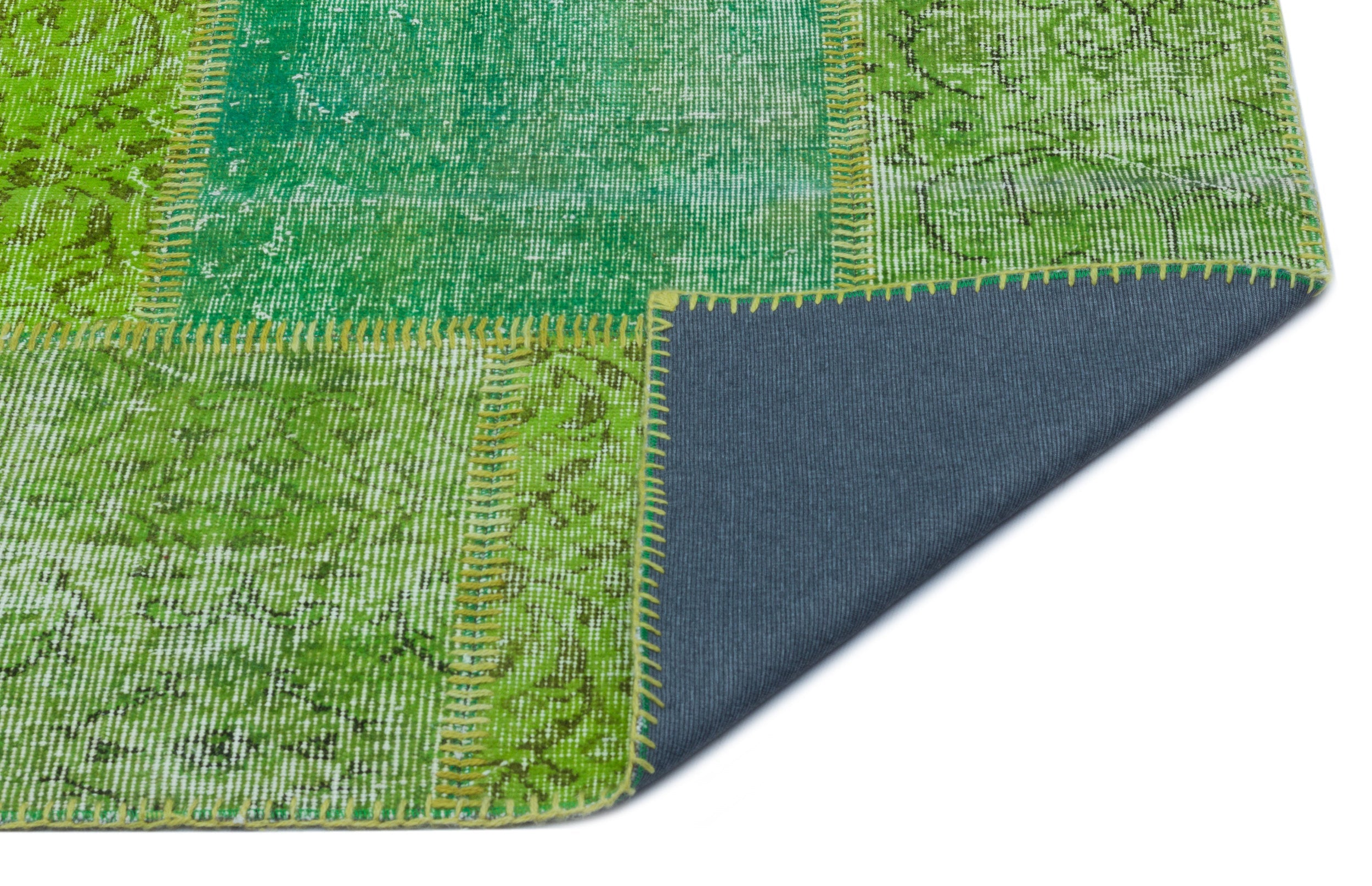 Iskece 24907 Green Vintage Wool Handmade Area Rug 5'3" x 7'7"