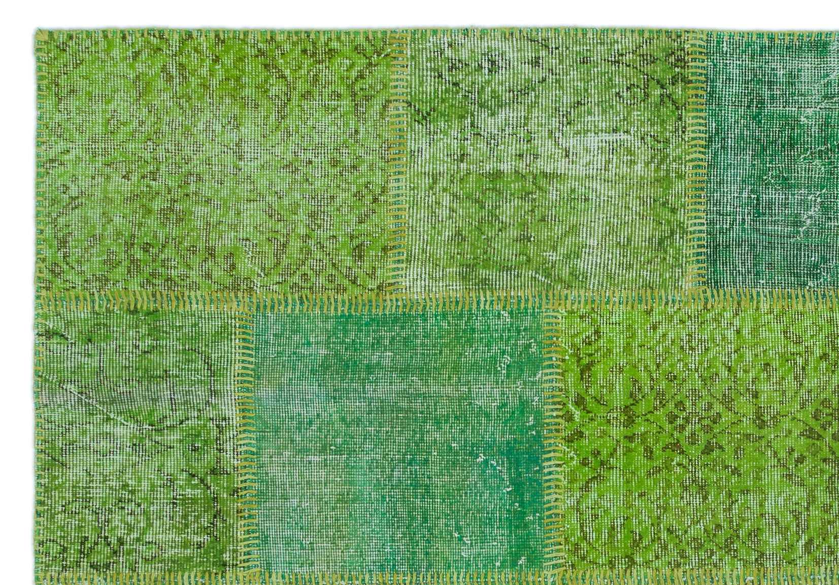 Iskece 24907 Green Vintage Wool Handmade Area Rug 5'3" x 7'7"