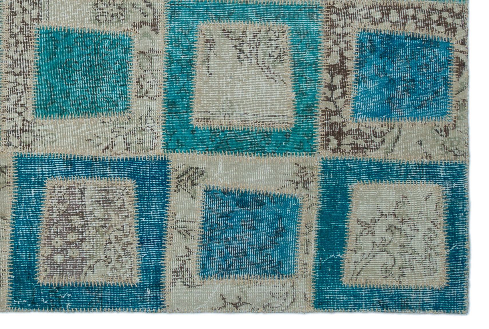 Iskece Turquoise Vintage Wool Handmade Area Rug 5'3" x 7'10"