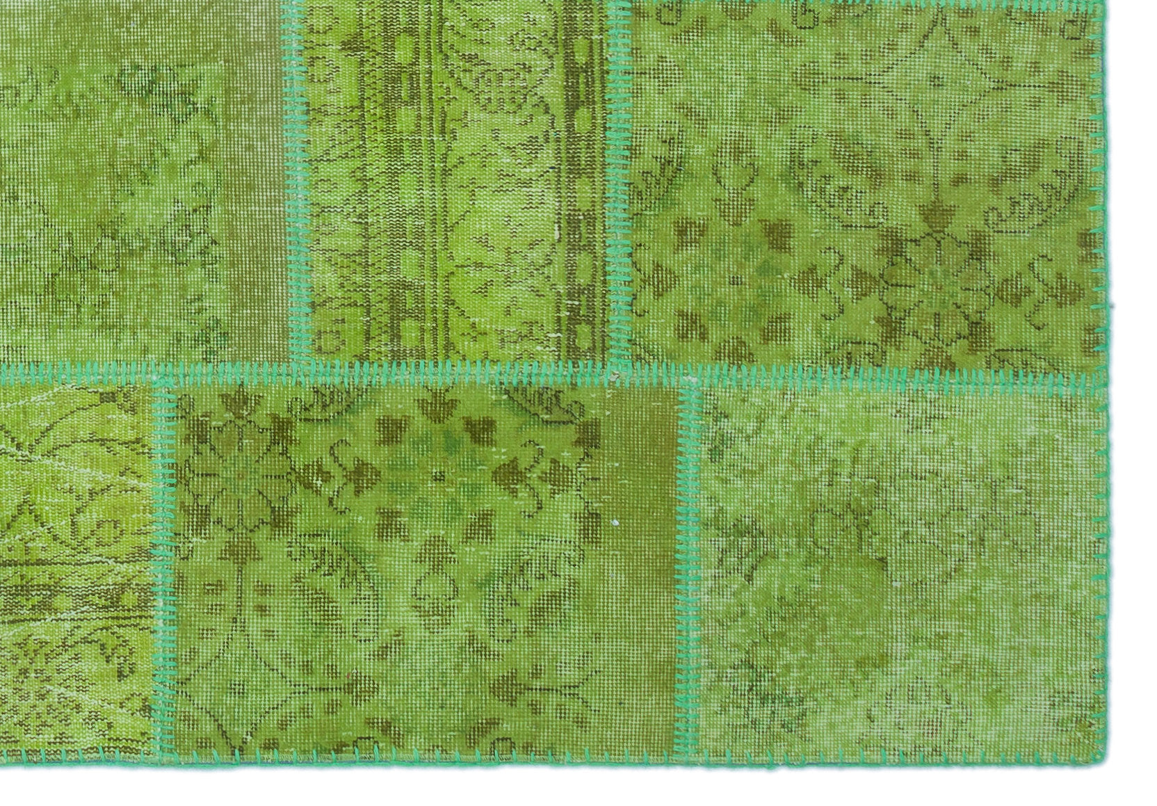 Iskece 24945 Green Vintage Wool Handmade Area Rug 5'3" x 7'7"