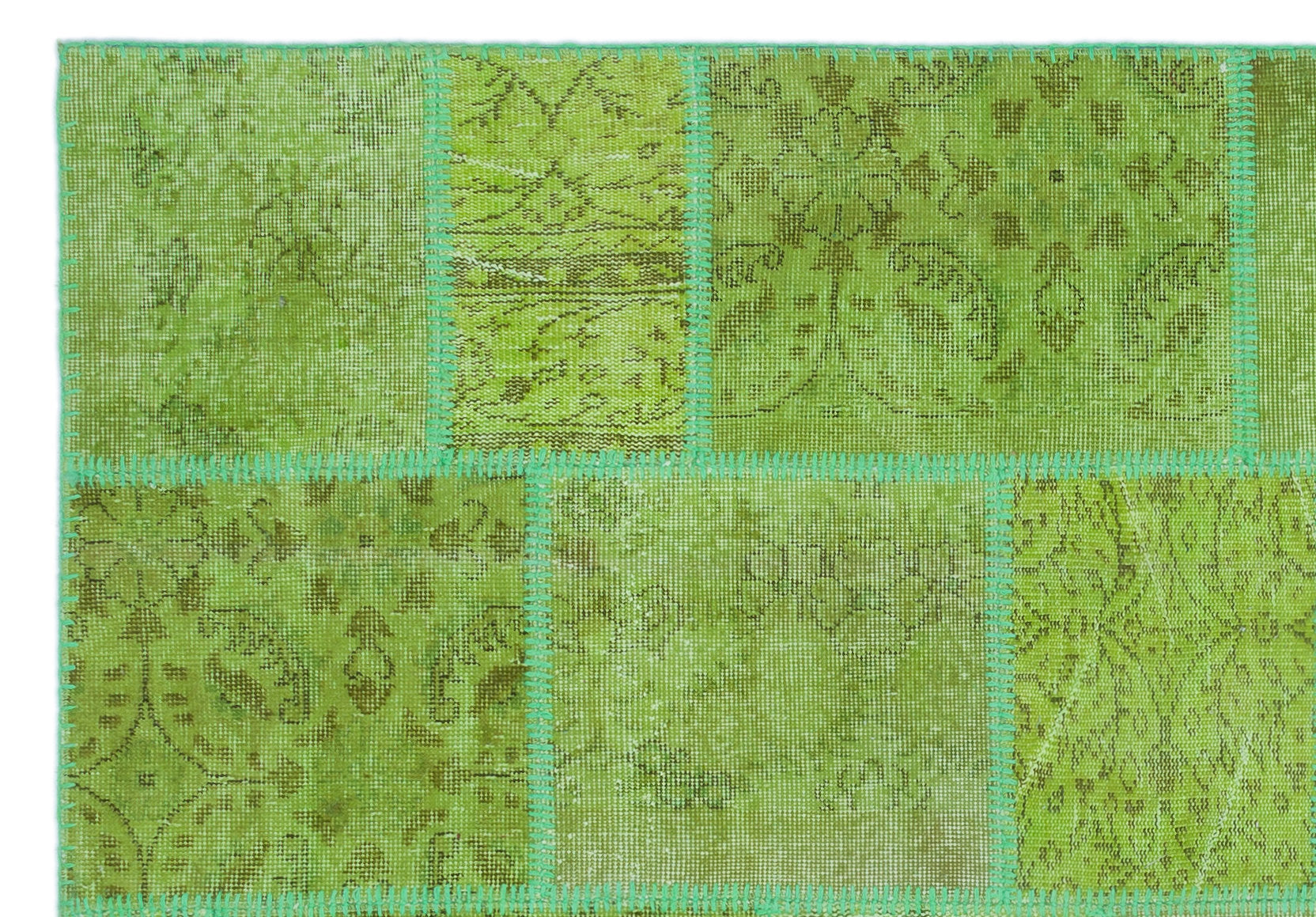 Iskece 24945 Green Vintage Wool Handmade Area Rug 5'3" x 7'7"