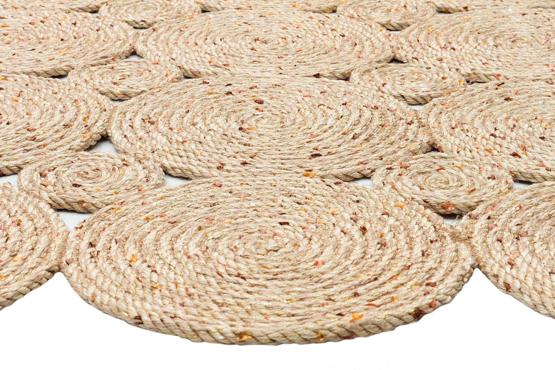 Beige Jute Rug – Geometric Pattern Flatweave Area Rug with Soft Texture