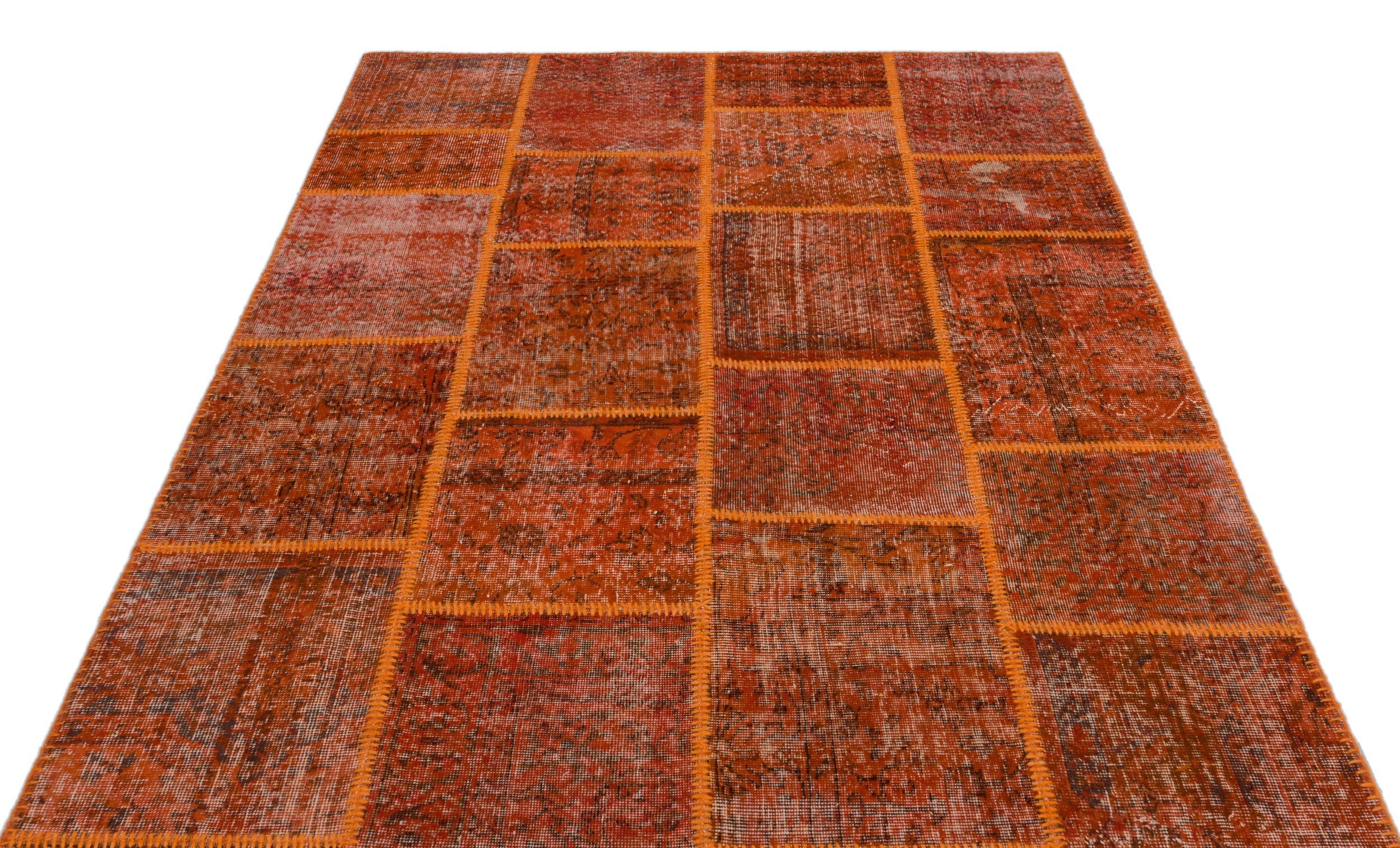 Iskece 25000 Orange Vintage Wool Handmade Area Rug 5'3" x 7'7"