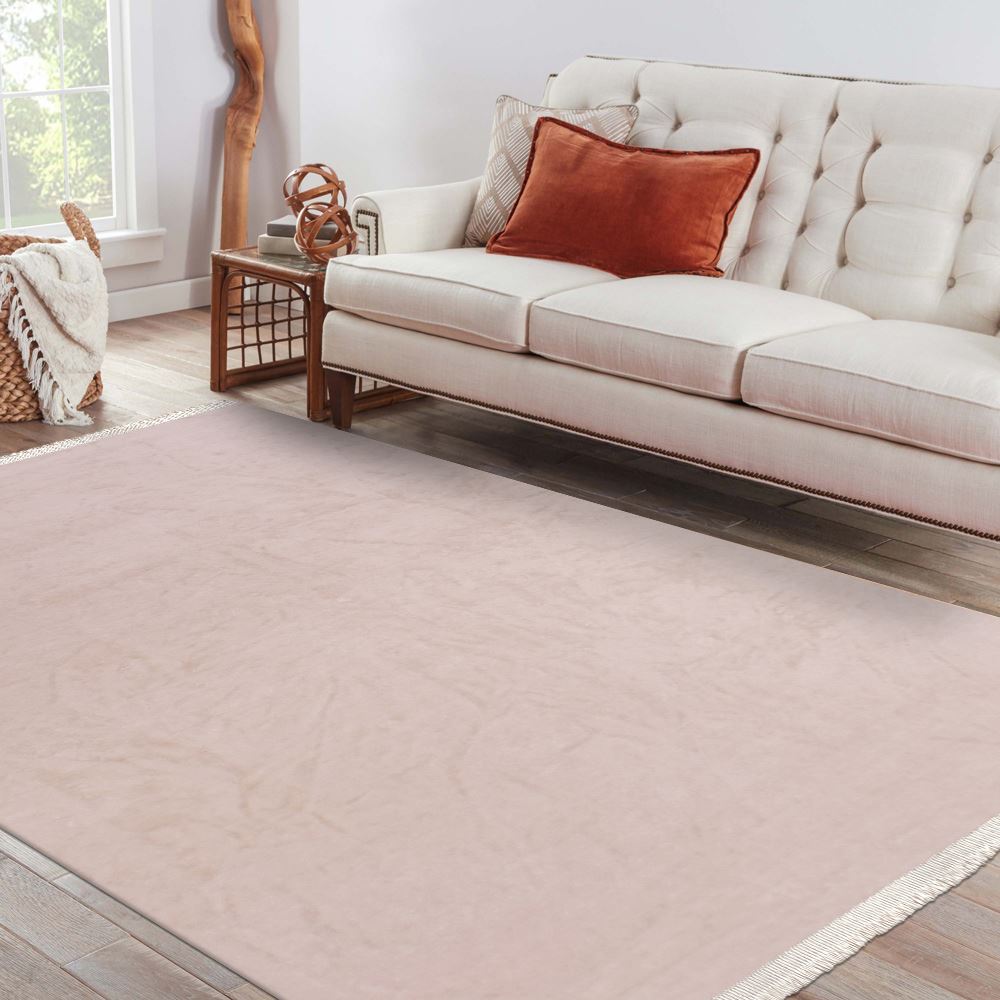 Natural Latex Area Rug – Flat Knitted Cream Rug with Non Slip 9 mm Pile