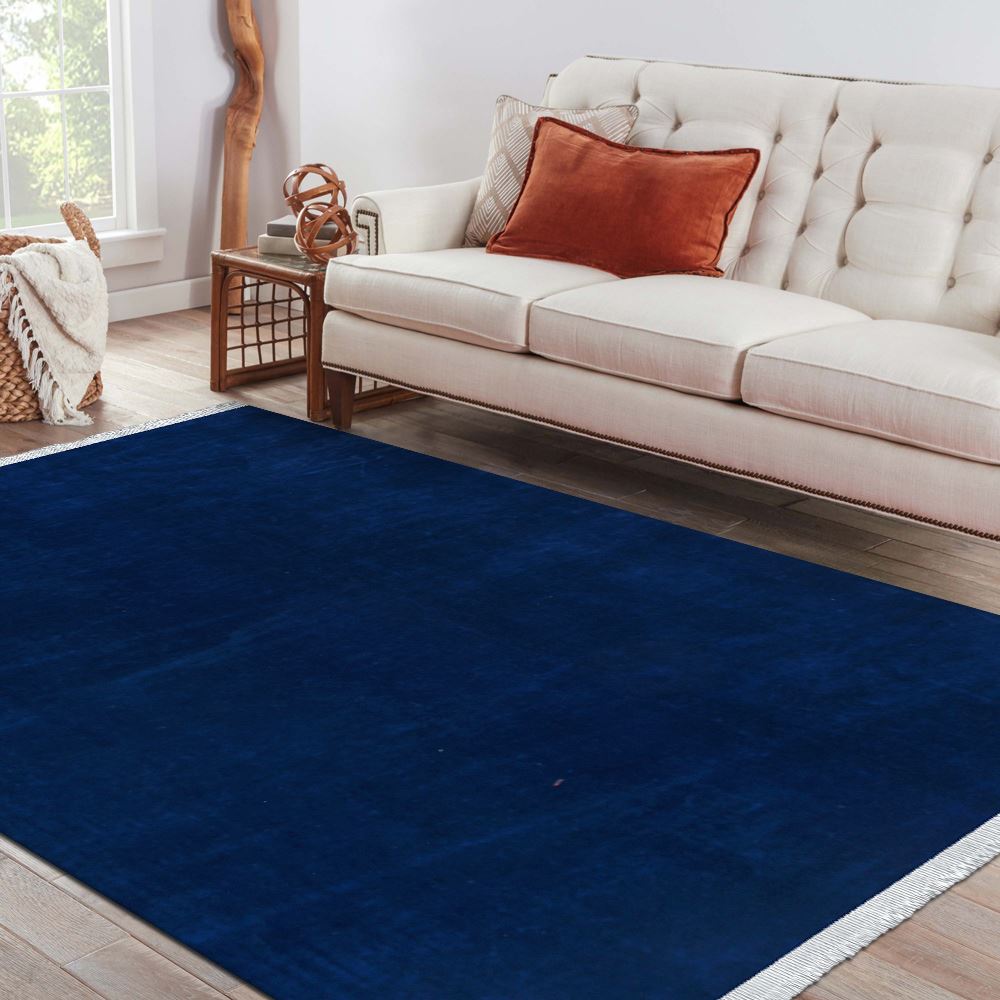 Natural Latex Area Rug – Navy Blue Modern Non Slip Latex Rug 9 mm Pile