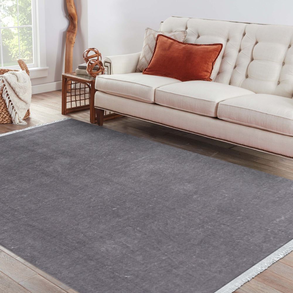 Natural Latex Area Rug – Modern Grey 9 mm Pile Non Slip Floor Covering