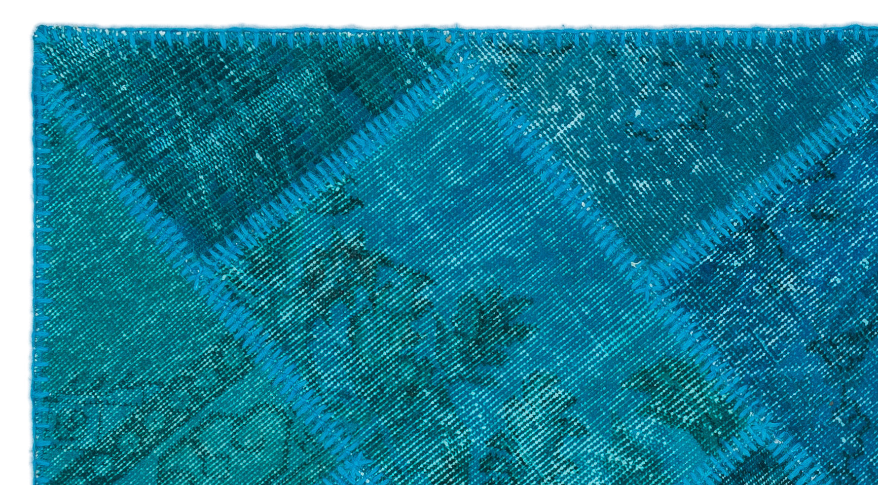 Iskece 25077 Turquoise Patchwork Wool Handmade Area Rug 2'7" x 4'11"