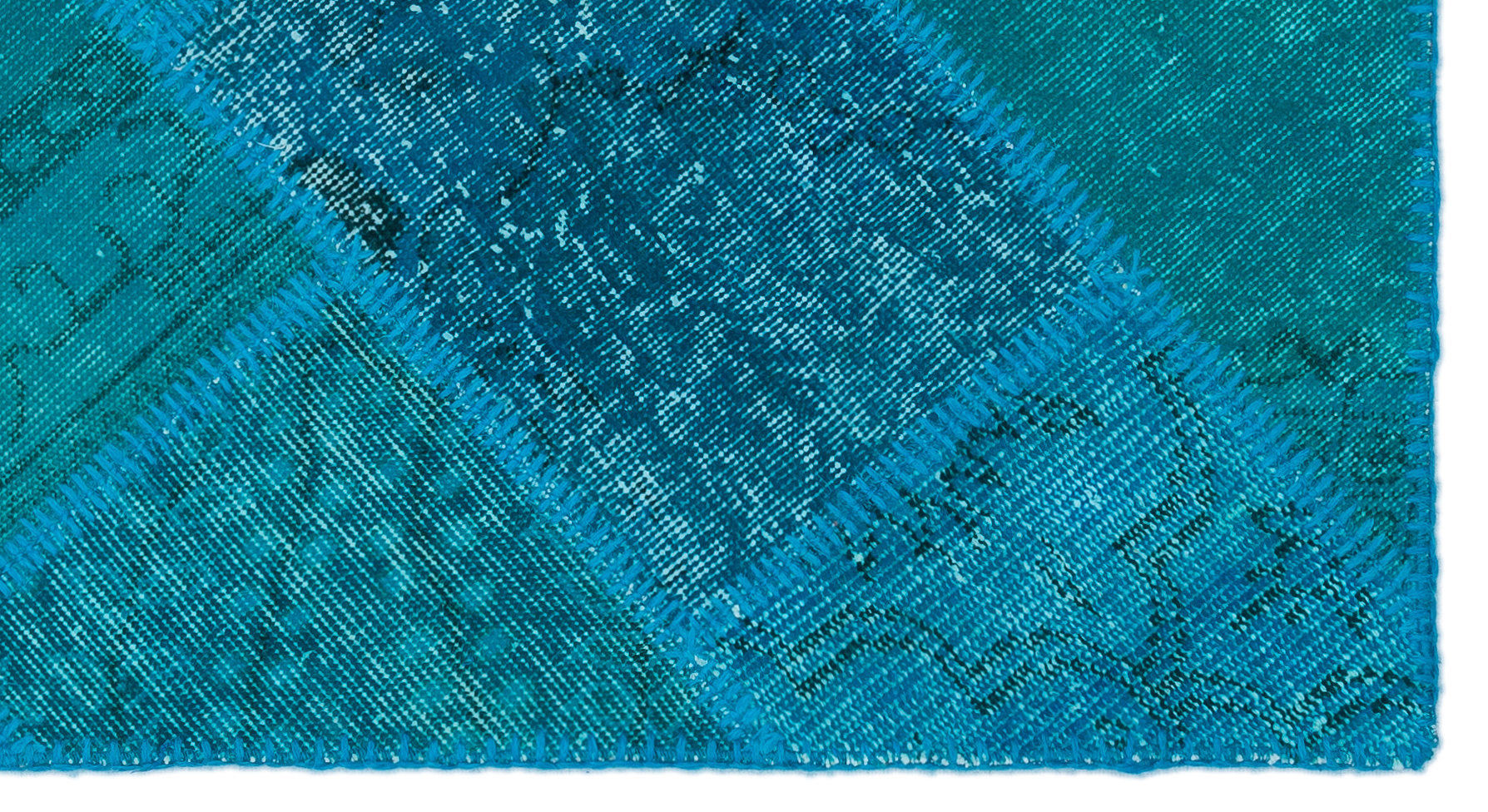 Iskece 25078 Turquoise Patchwork Wool Handmade Area Rug 2'7" x 4'11"