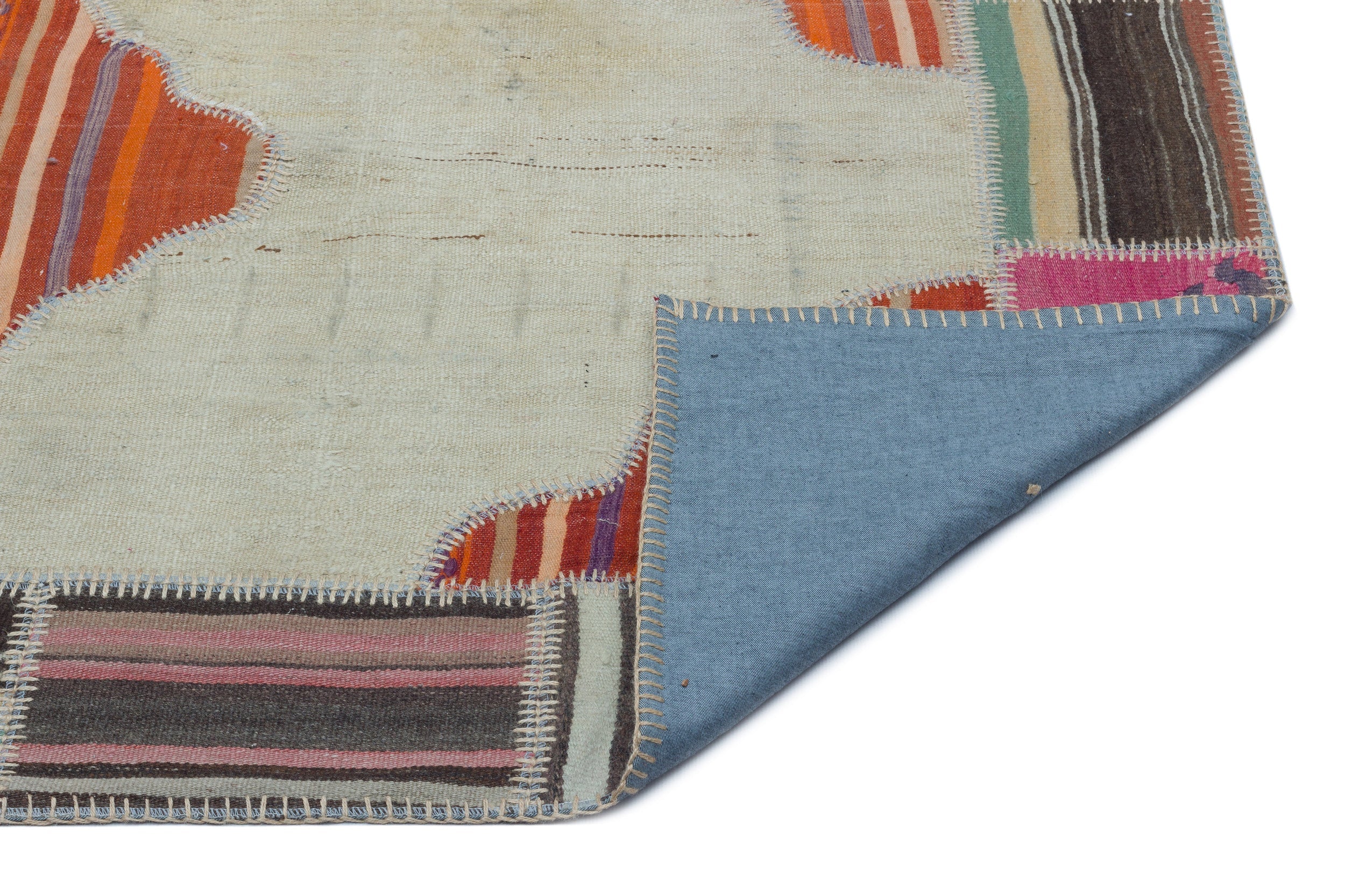 Teselya Beige Vintage Wool Handmade Area Rug 3'11" x 5'11"
