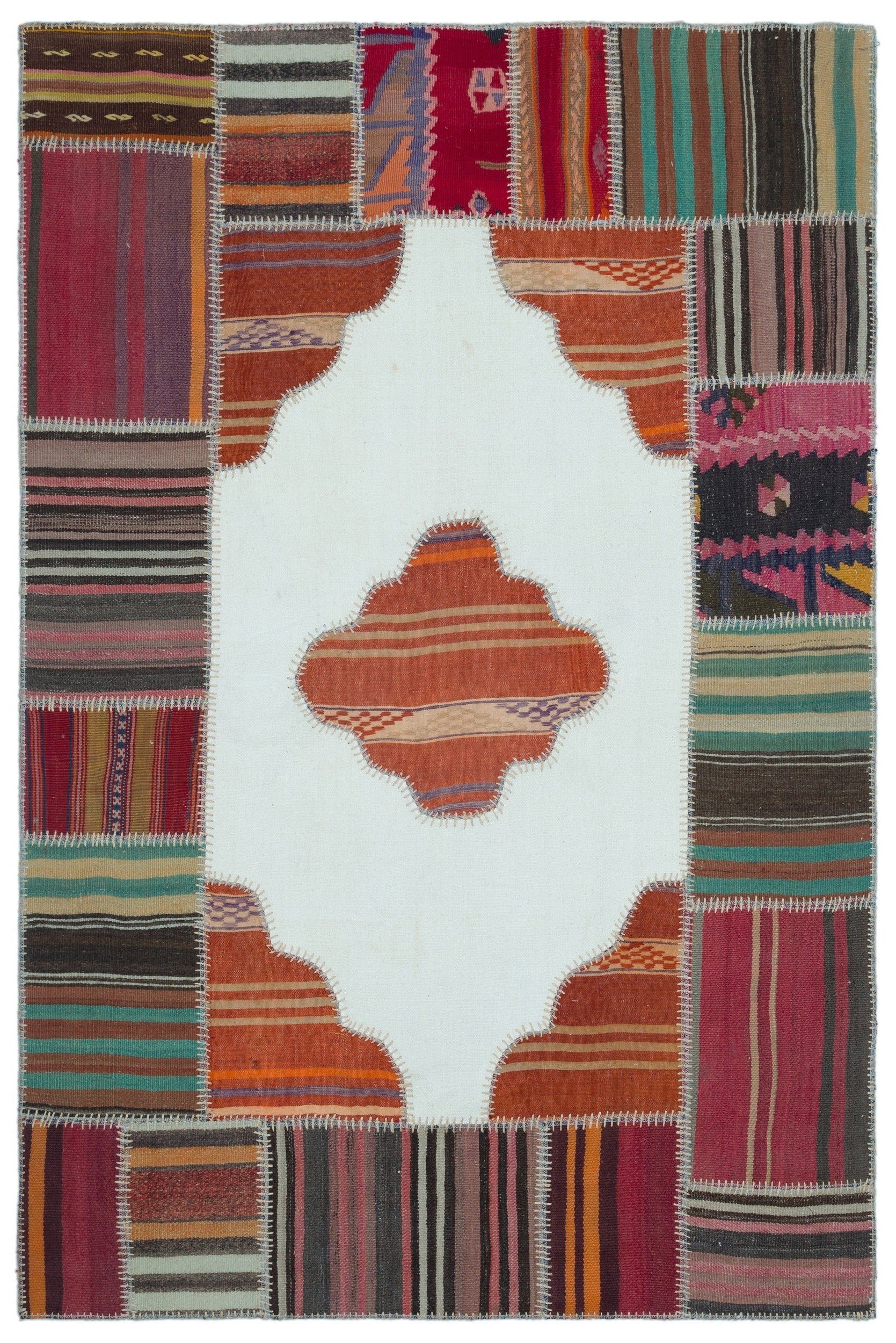 Teselya Beige Vintage Wool Handmade Area Rug 4'3" x 6'5"