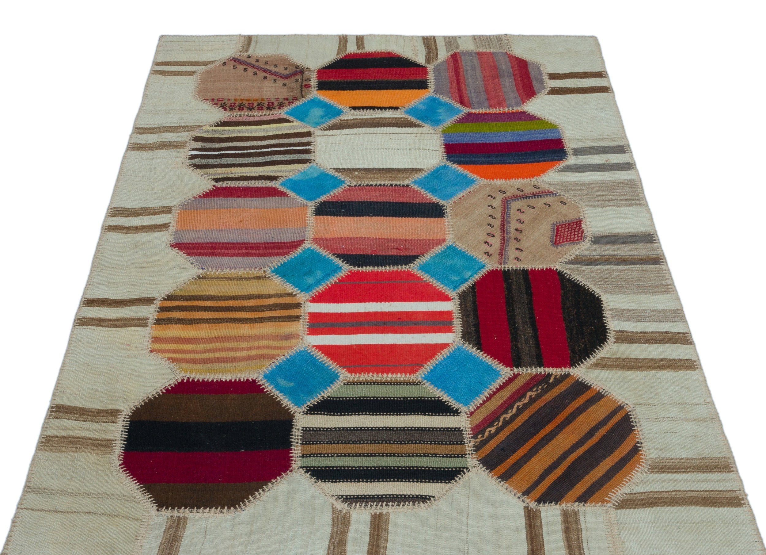 Teselya 25121 Beige Vintage Wool Handmade Area Rug 3'11" x 5'9"