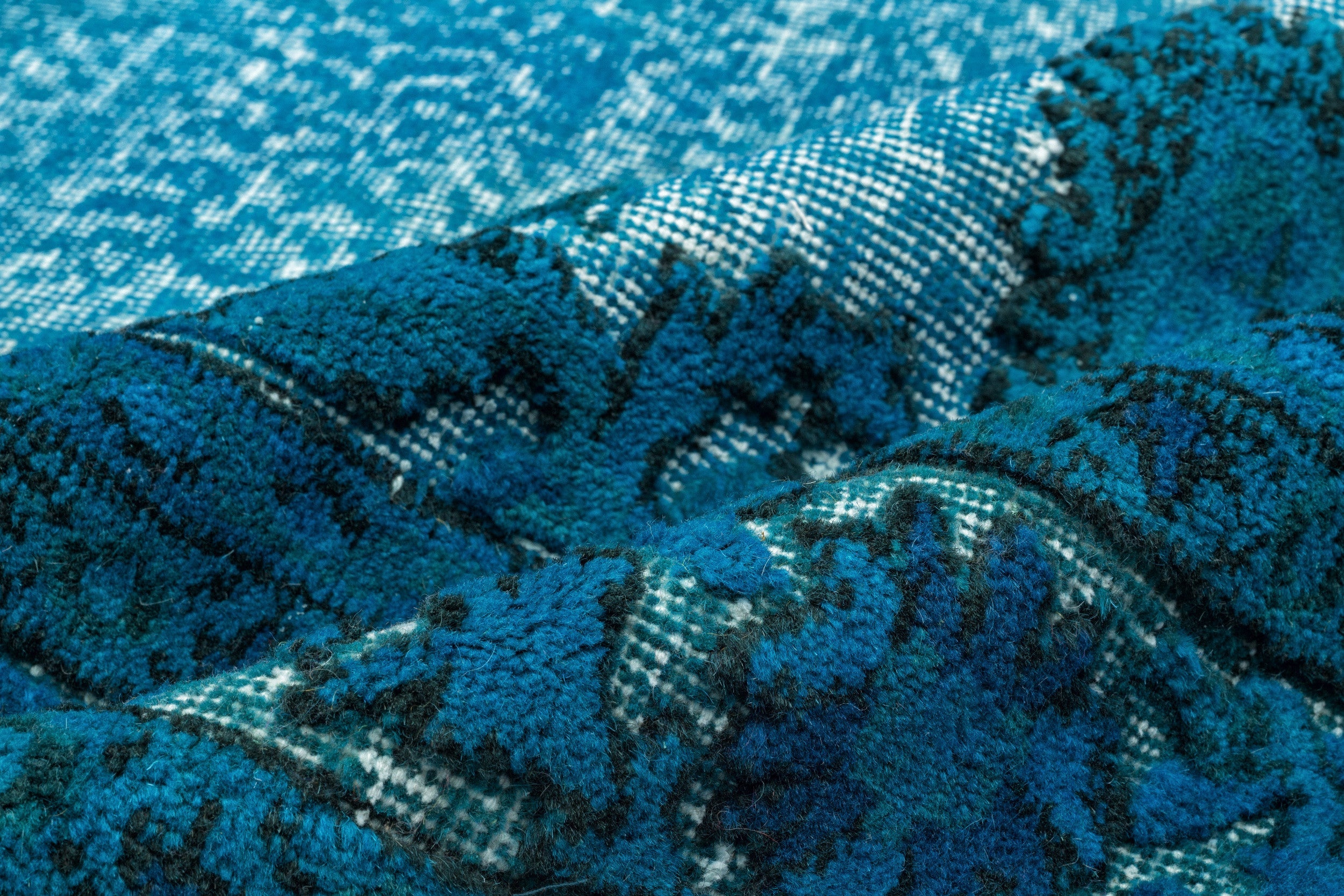 Purplea Turquoise Vintage Wool Handmade Area Rug 4'10" x 8'5"