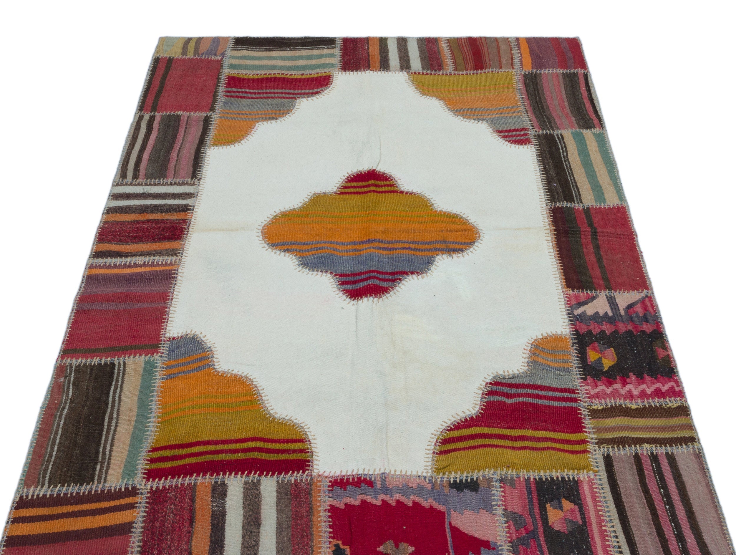 Teselya Beige Vintage Wool Handmade Area Rug 3'10" x 5'10"