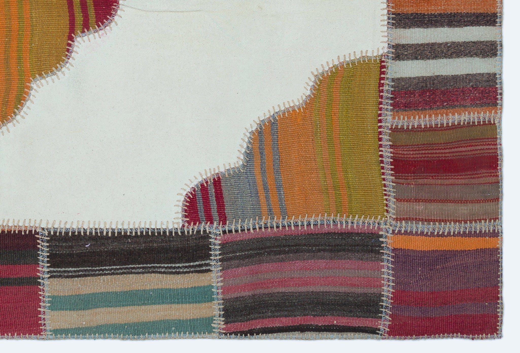 Teselya Beige Vintage Wool Handmade Area Rug 3'10" x 5'10"