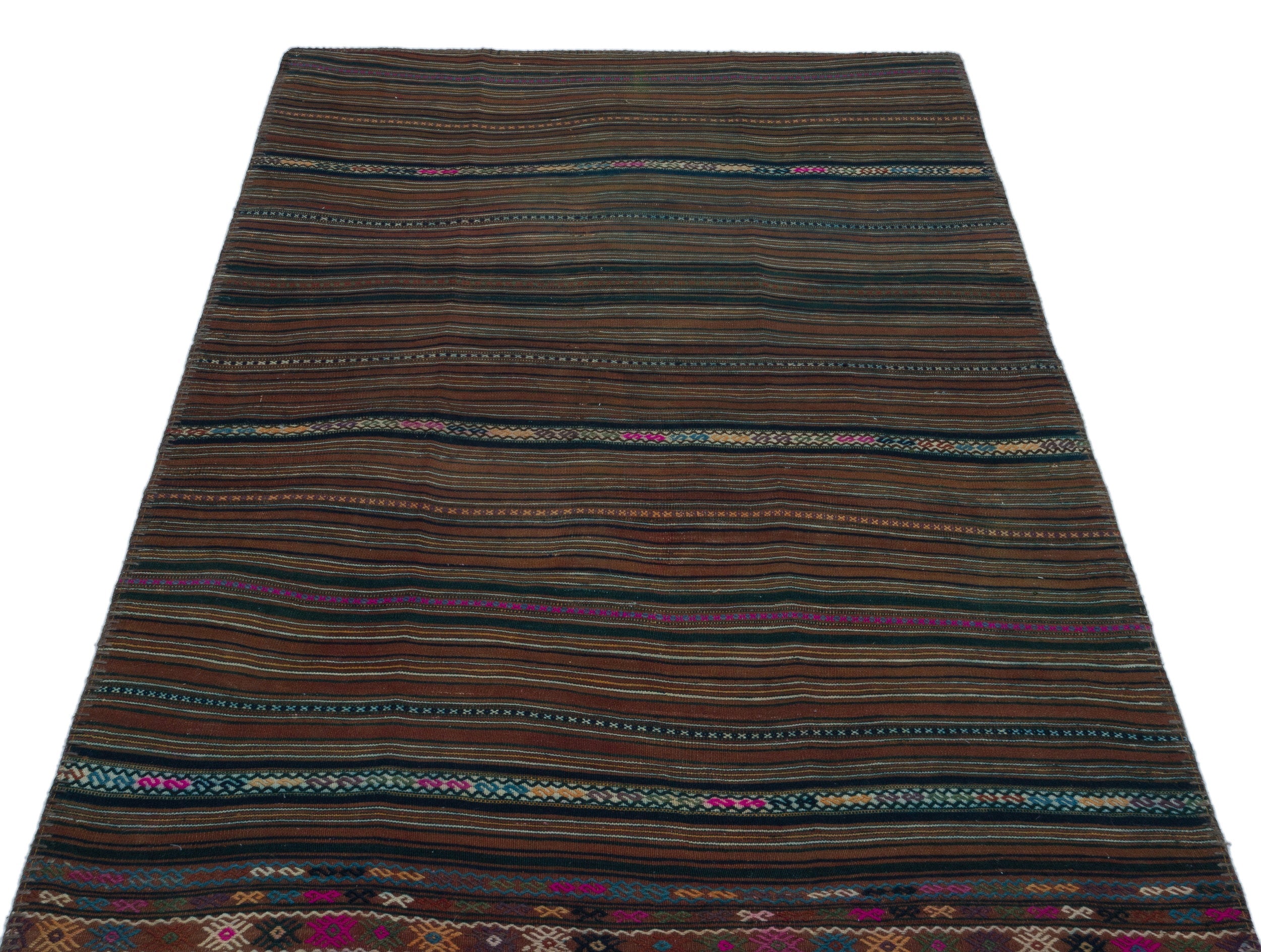 Teselya Brown Vintage Wool Handmade Area Rug 3'11" x 6'5"