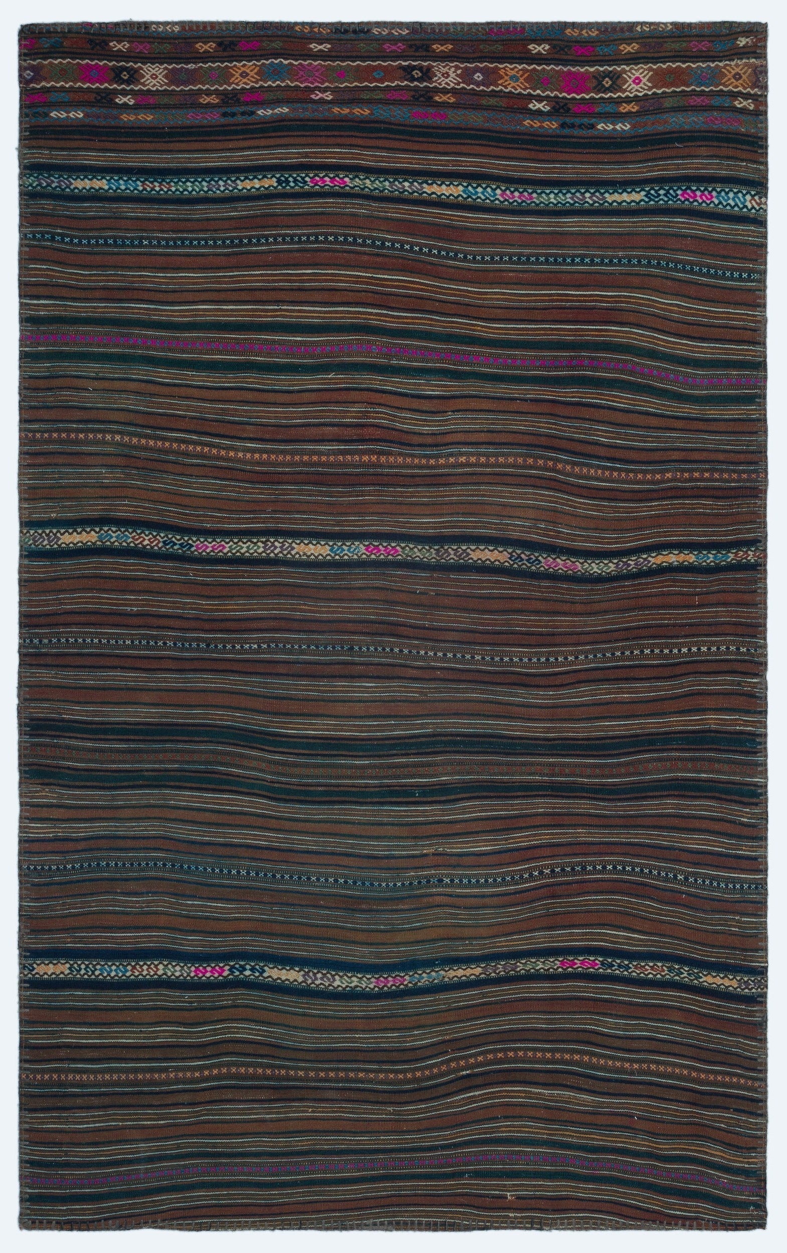 Teselya Brown Vintage Wool Handmade Area Rug 3'11" x 6'5"